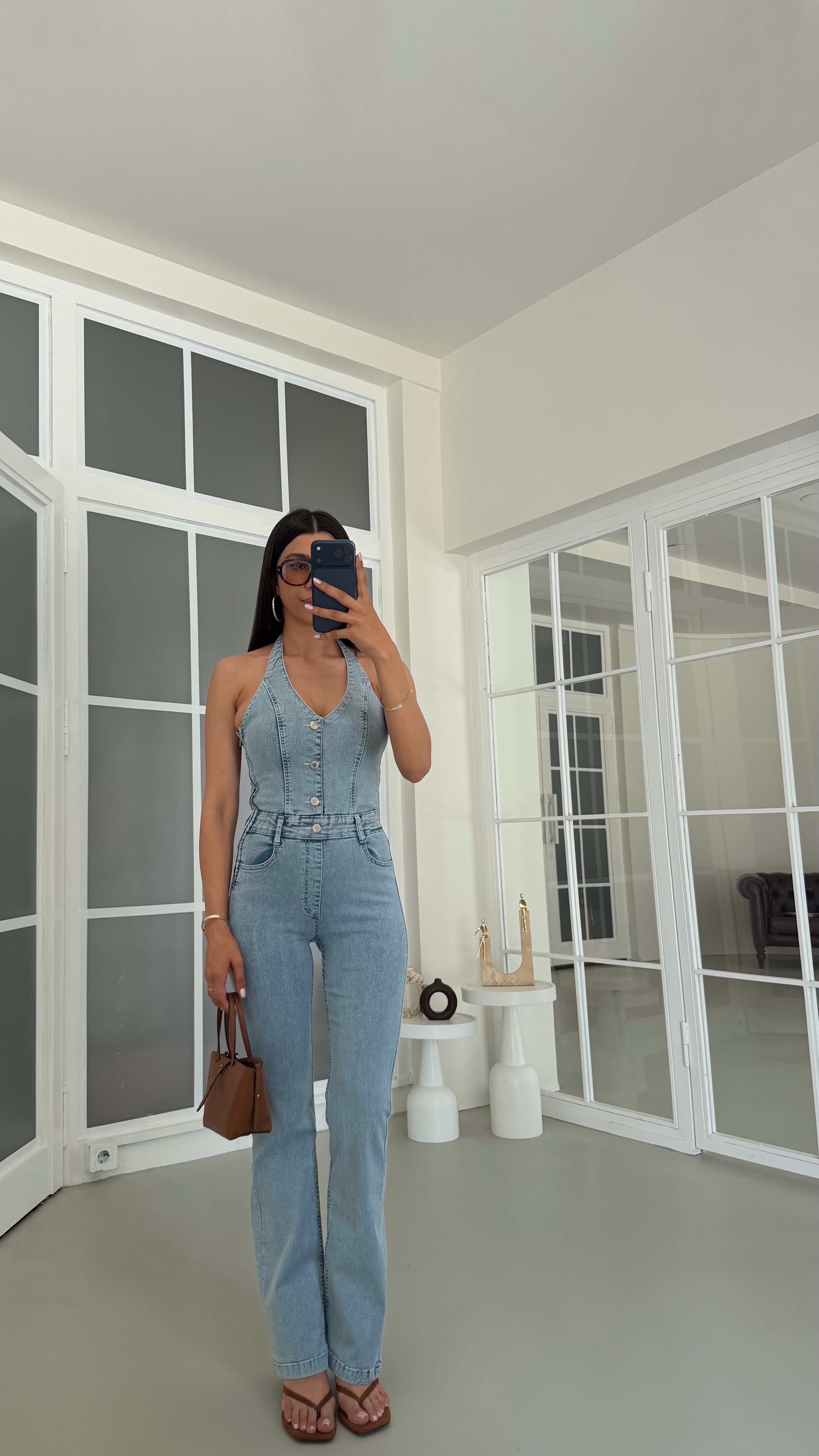 Mavi Likralı Premium Denim Tulum GAUS-01792GAUSJumpsuitsGAUS-01792
