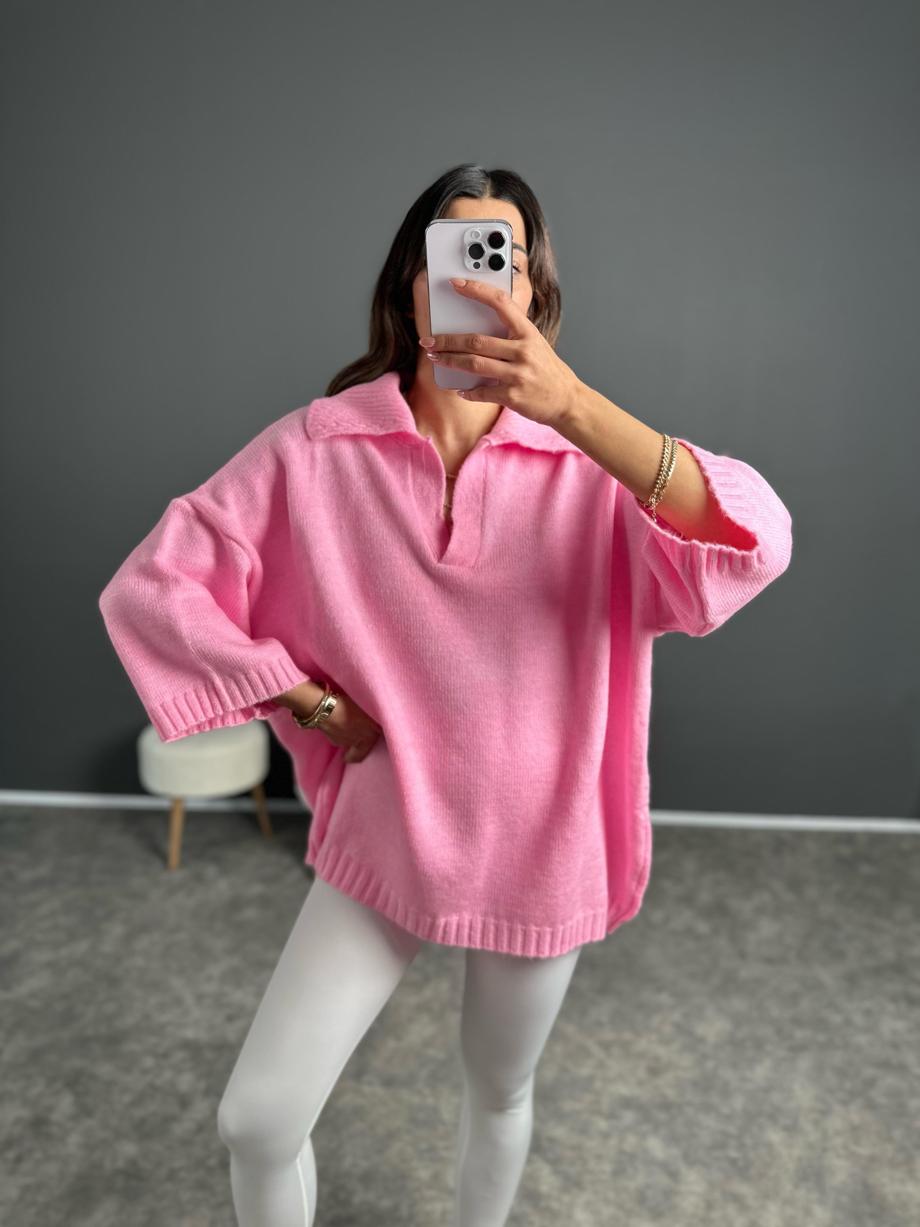 Doi Pembe V Yaka Triko Oversize KazakGausKAZAKGU002744