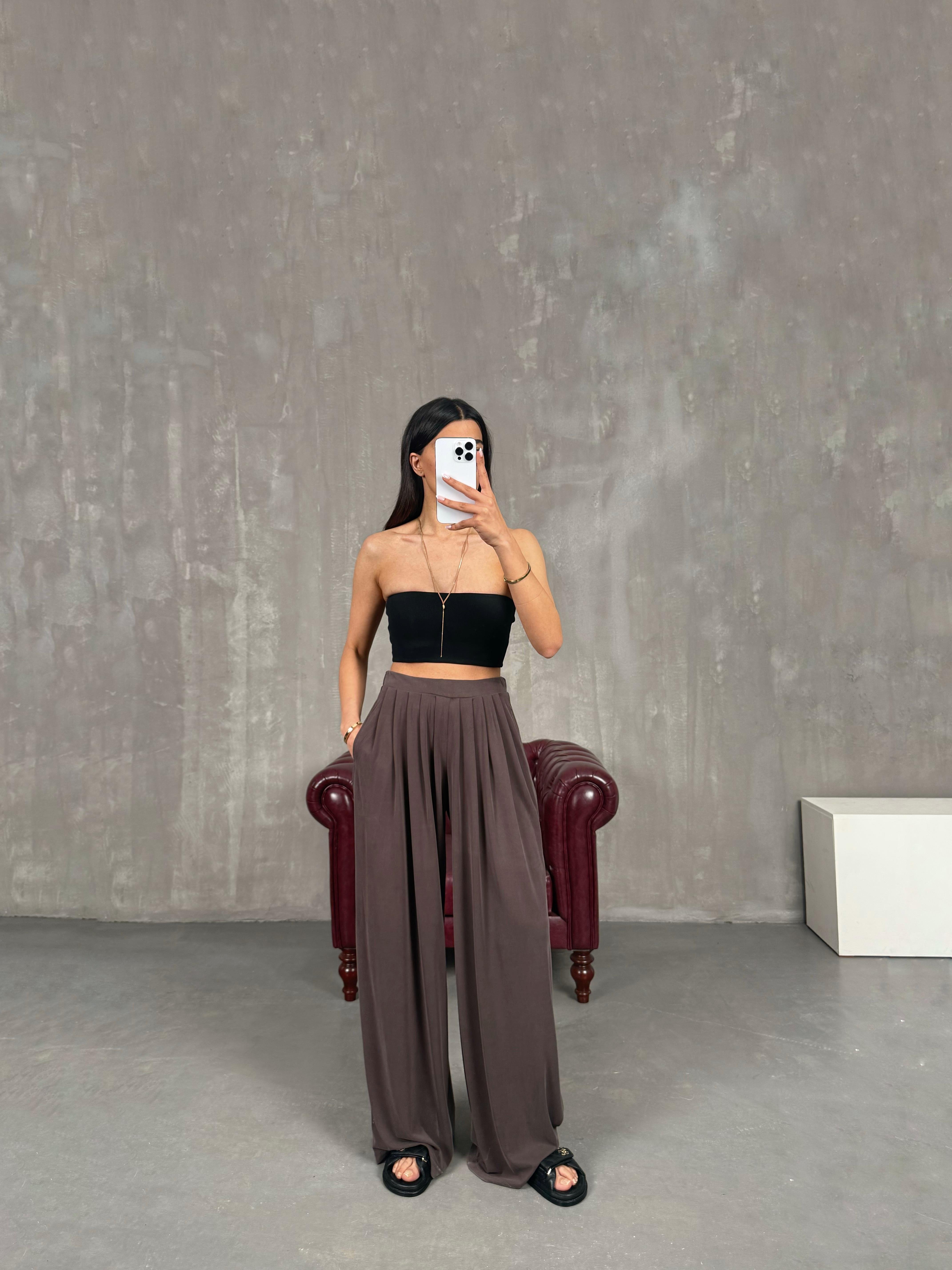 Kahve Premium Modal Kumaş Oys Pantolon Gaus00269 GausPANTOLONGU1001621