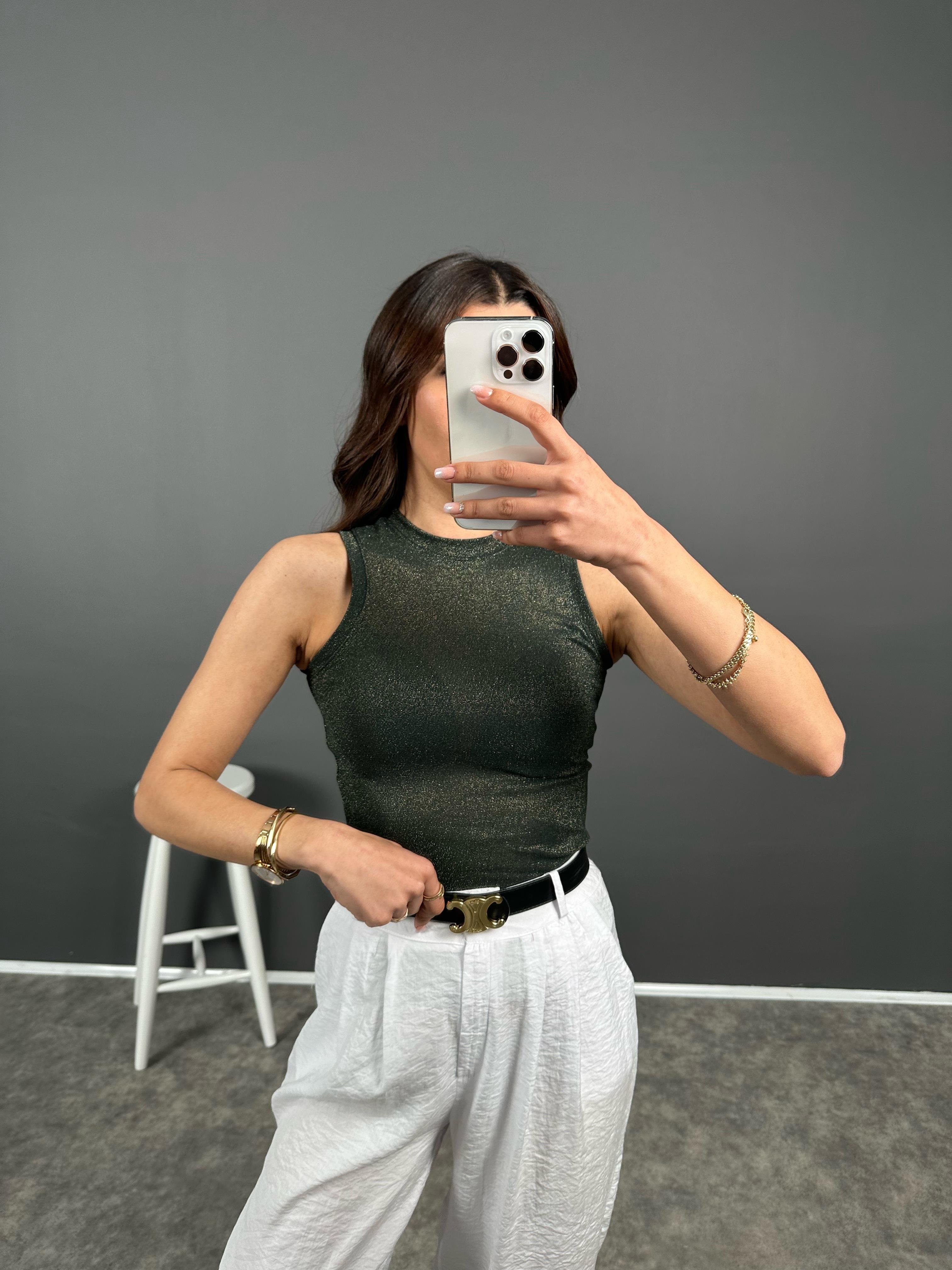 Yeşil  Simli Halter Atlet