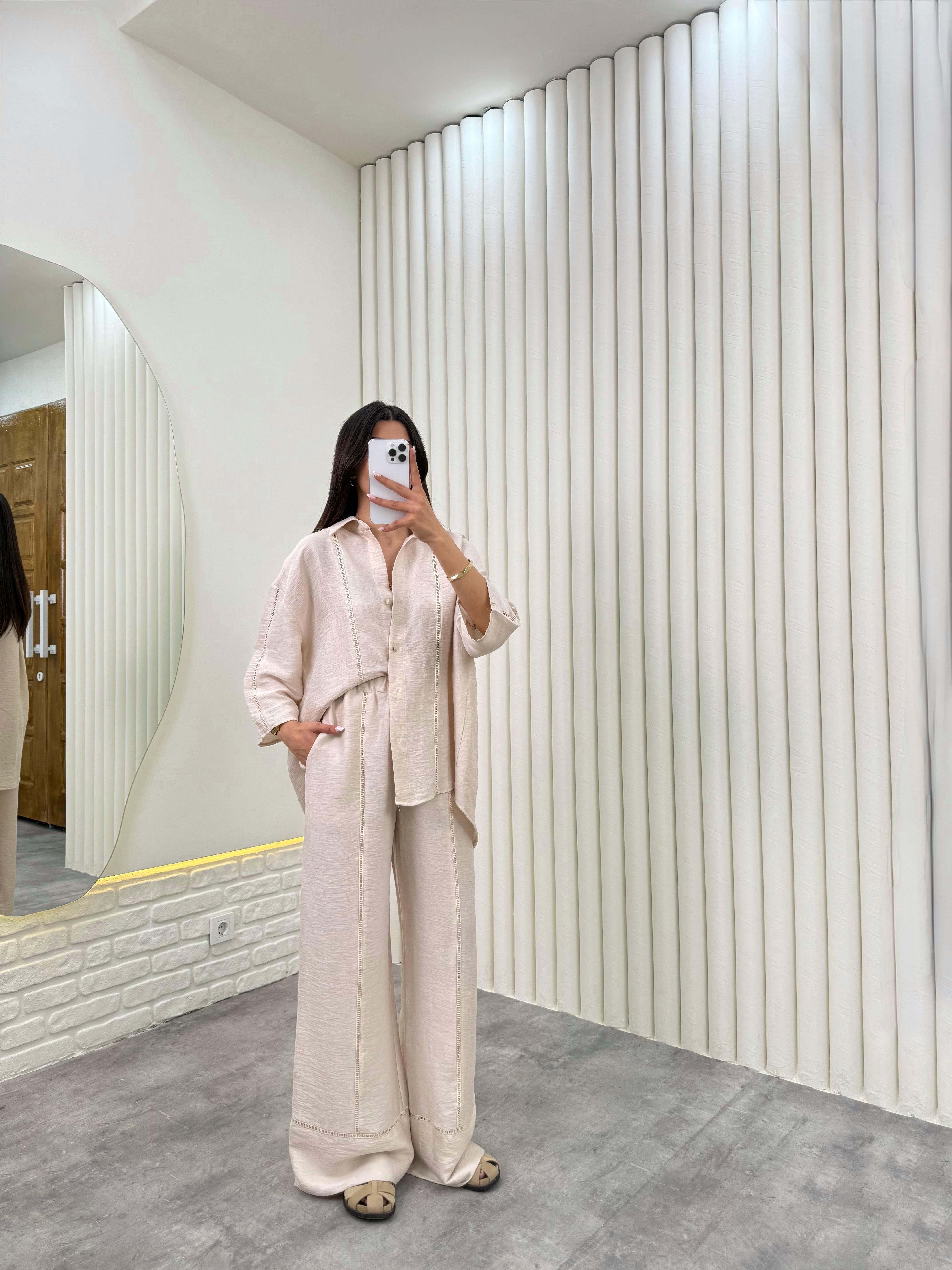 Taş  ZR Model Cepli İthal Keten Takım Gaus00312GausTAKIMGU1001717