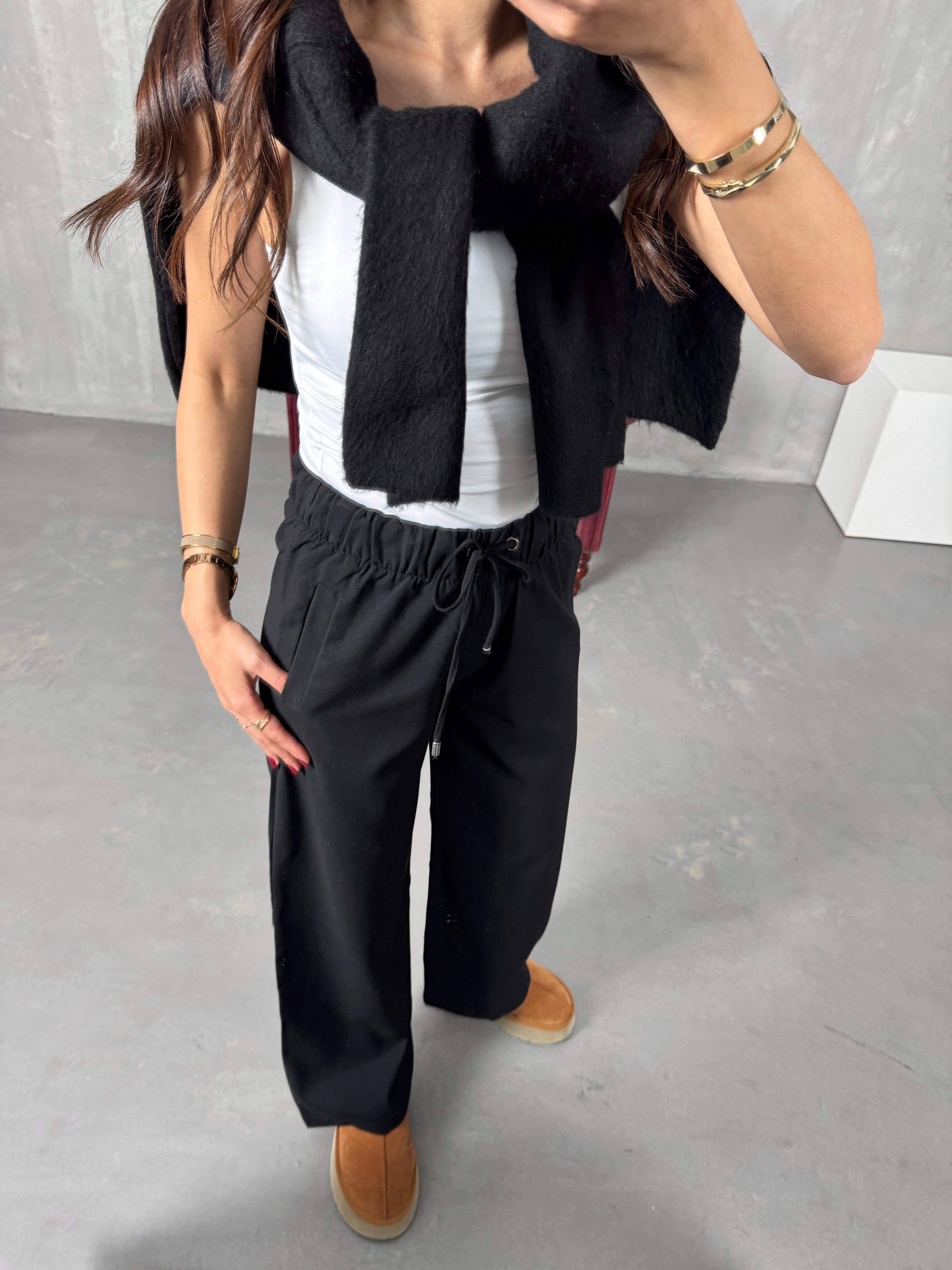 Foris Siyah Beli Lastikli Cepli ZR Poliviskon PantolonGausPANTOLONGU00903949