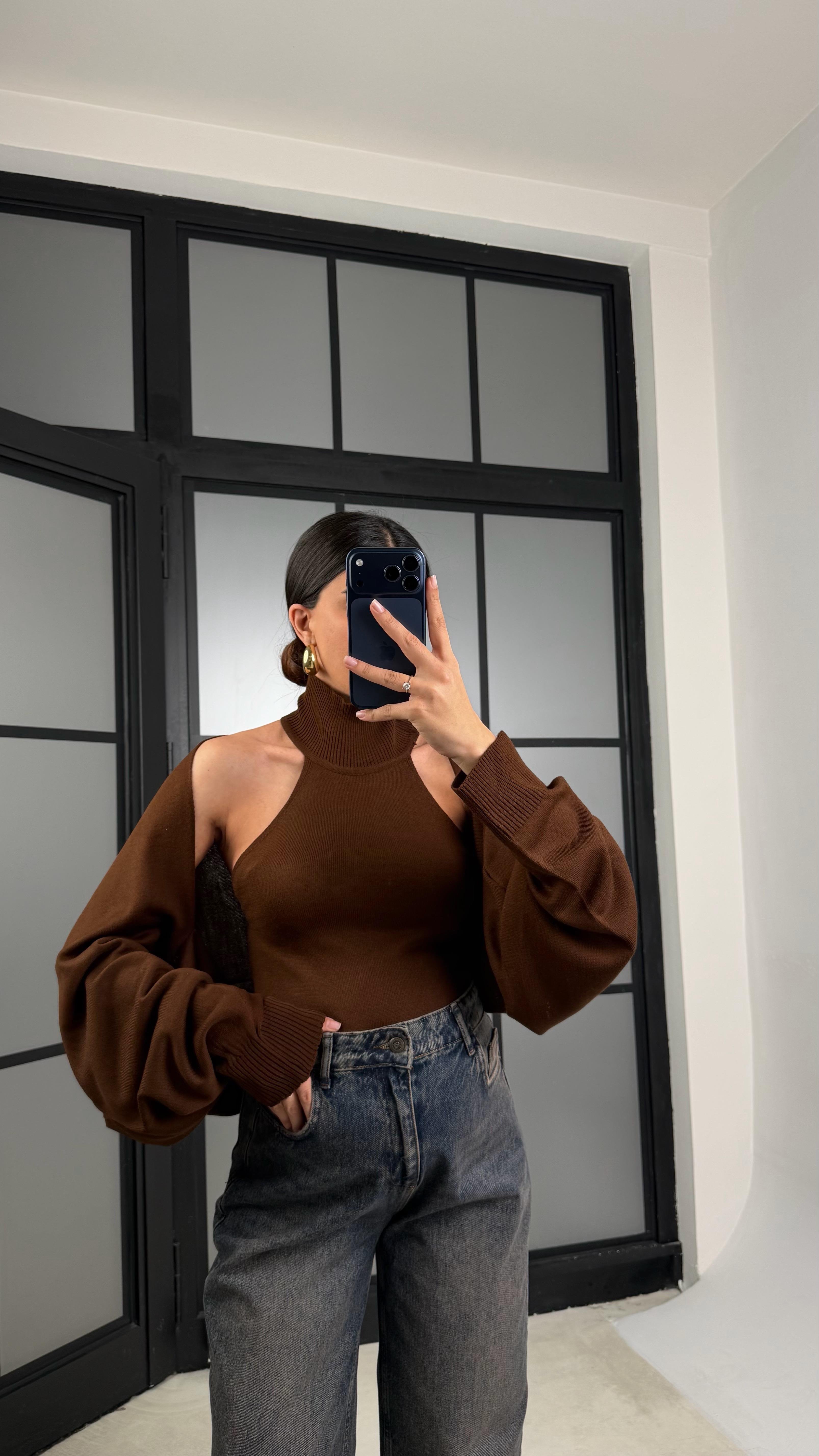 Kahve Bolero Detaylı İkili Triko Takım GAUS-01170GAUSBLUZGAUS-01170