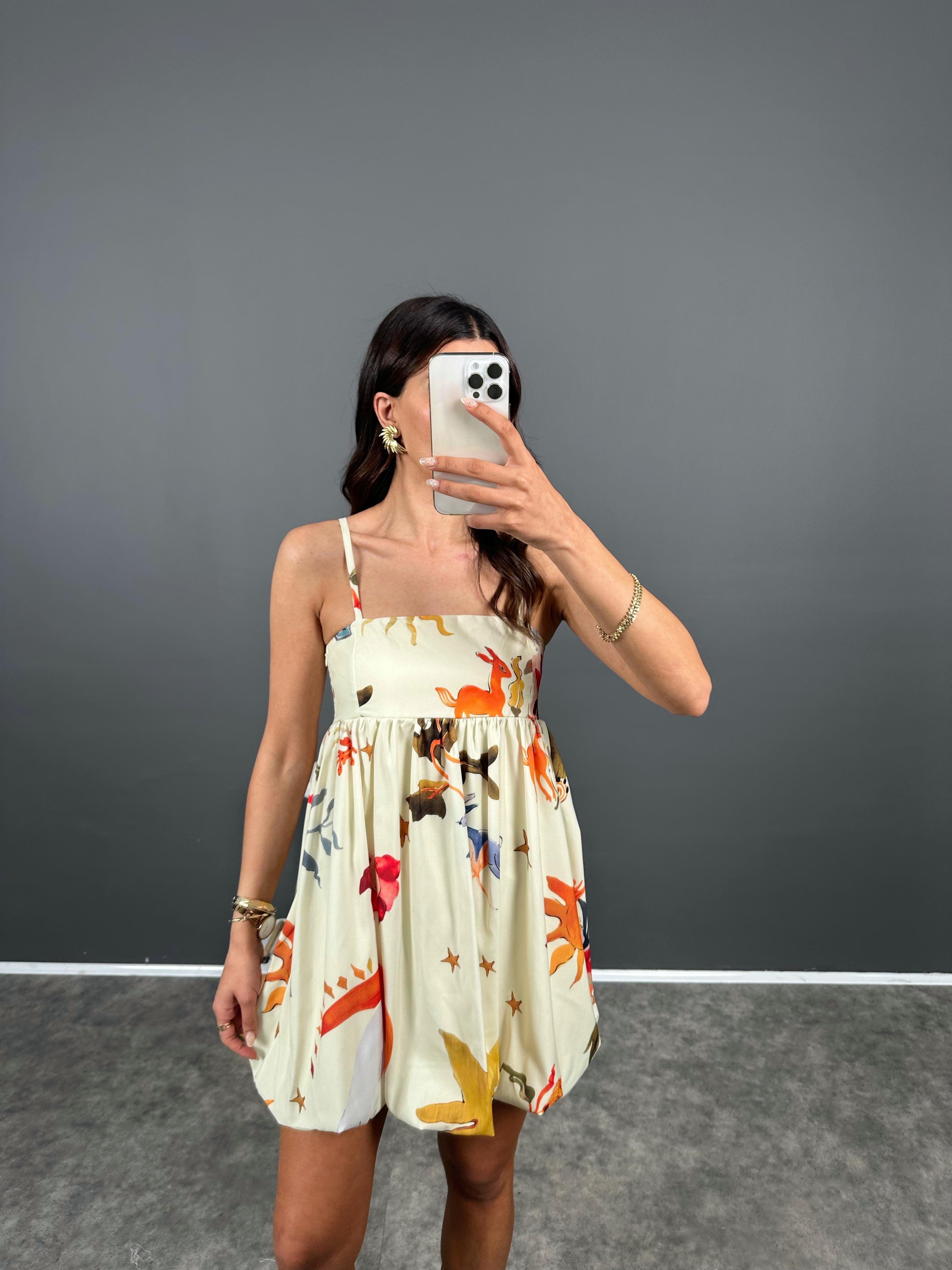 Polly Desenli Balon ElbiseGausELBİSEGU008366