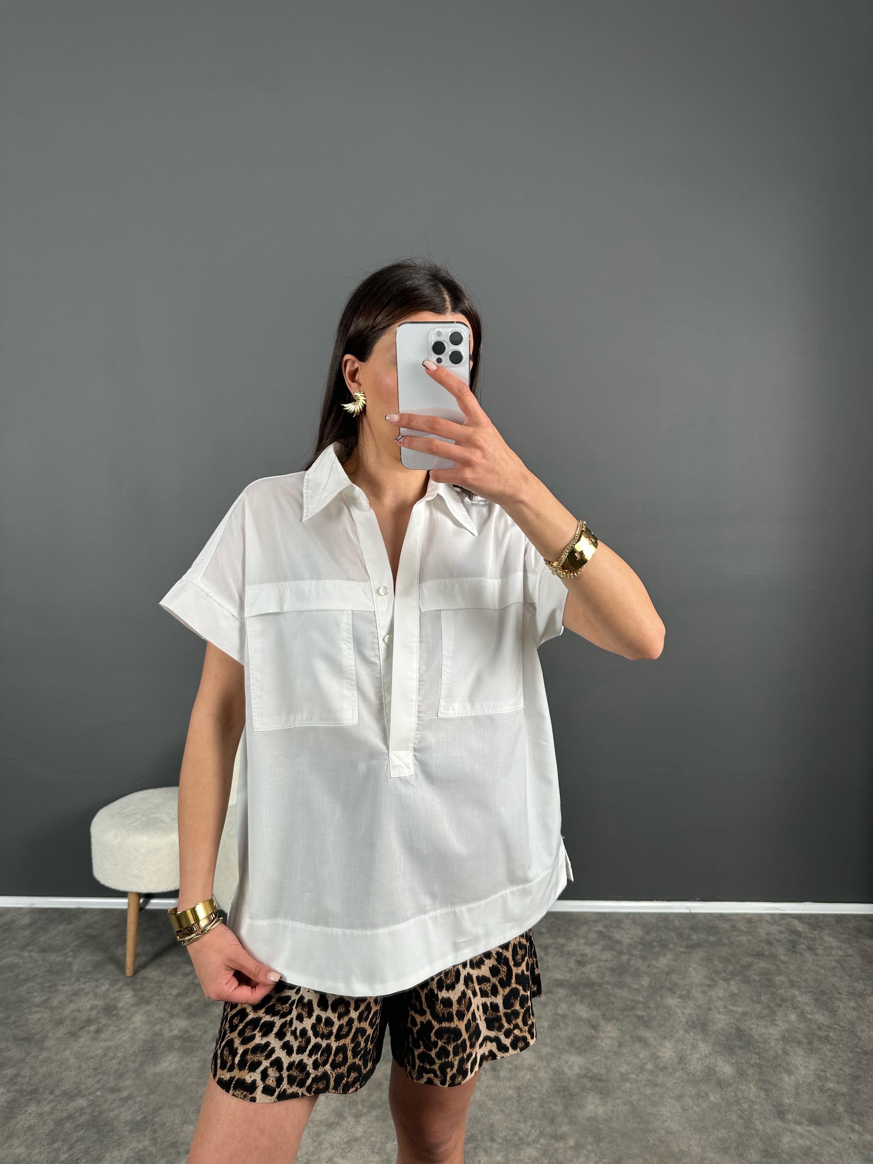 Orj Beyaz Tasarım Gömlek 