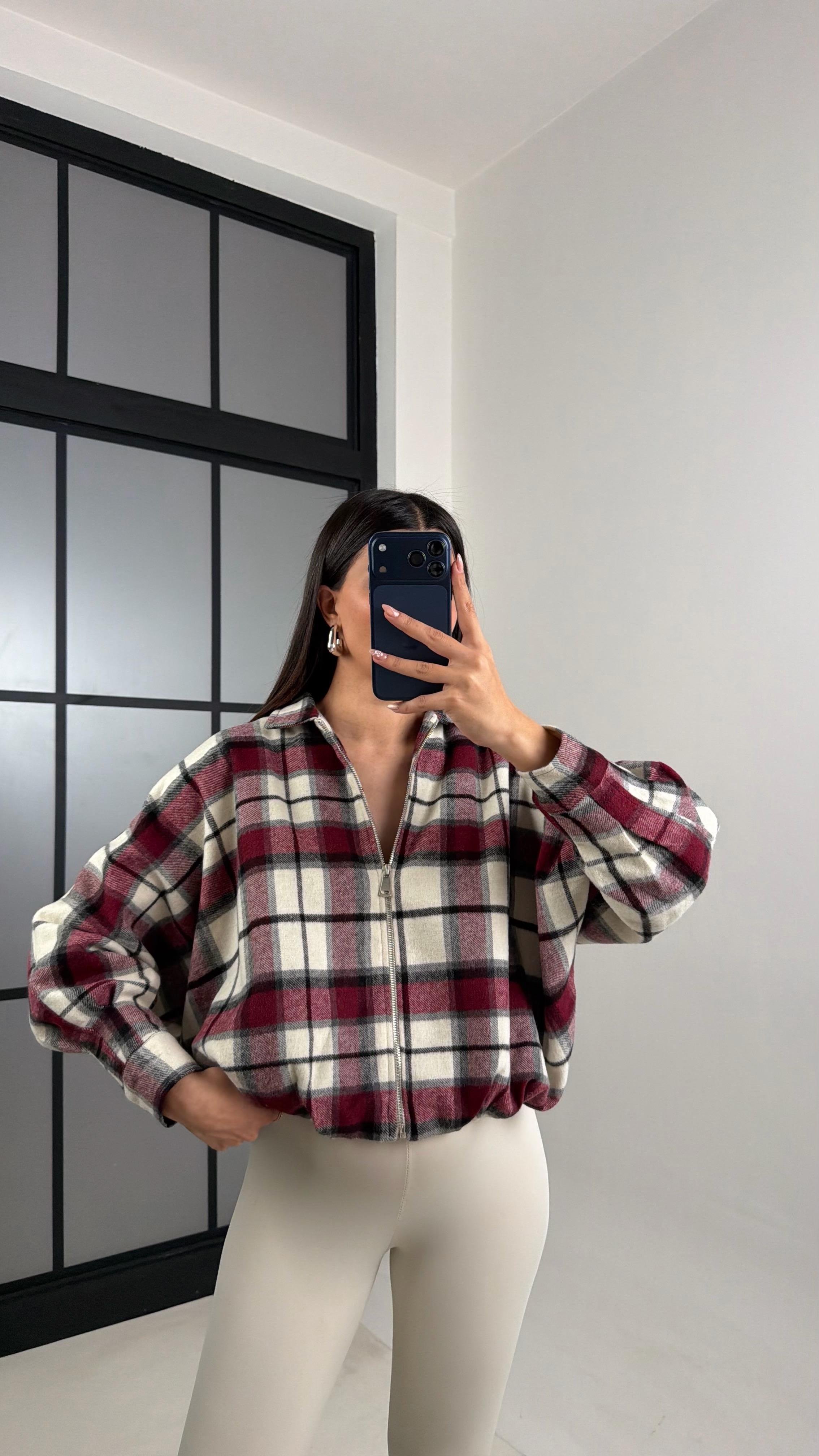 Bordo Ekoseli Astarlı Bomber Ceket GAUS-00810GAUSCEKETGAUS-00810