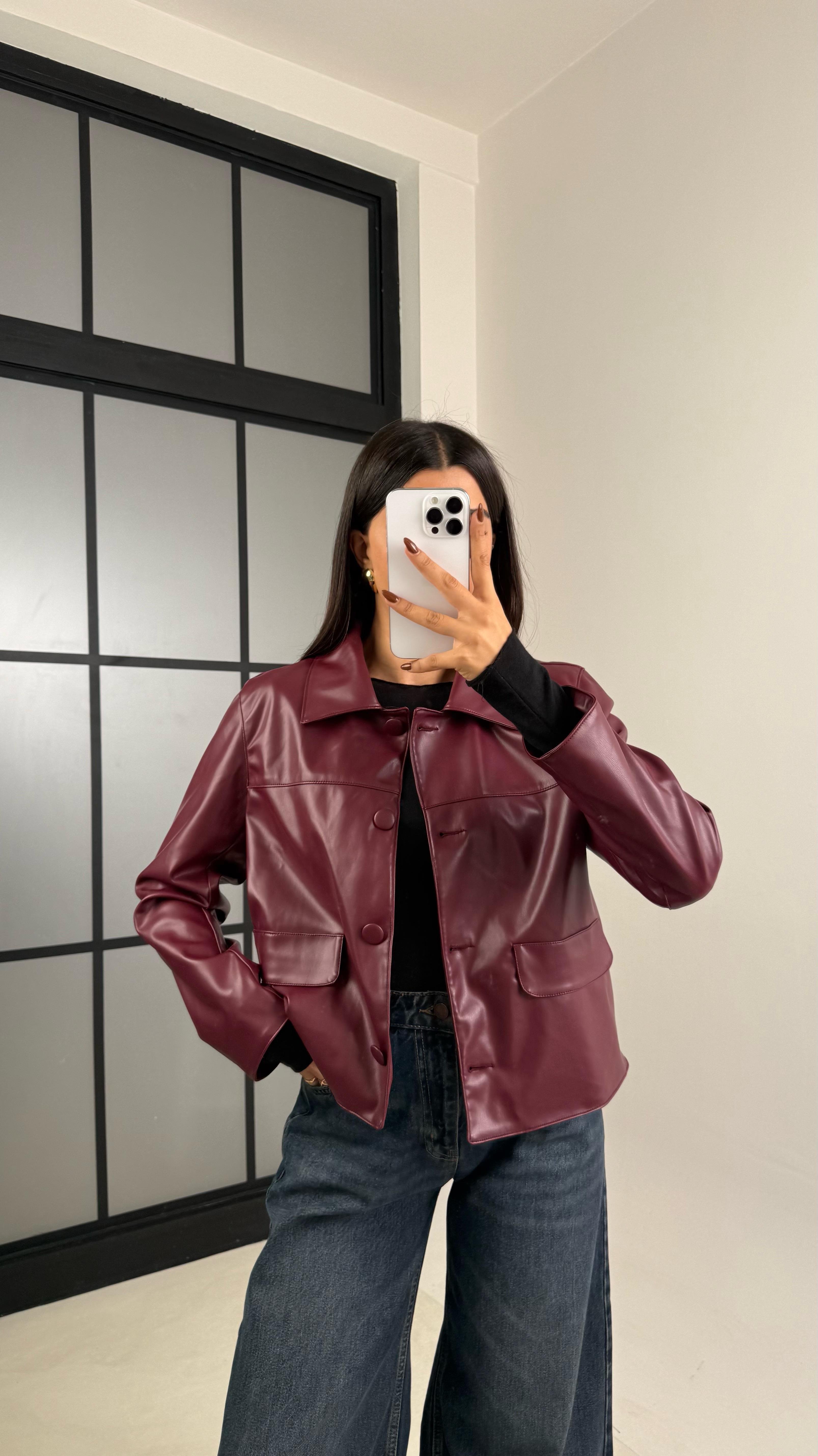 Bordo Astarlı Cep Detaylı Deri Ceket GAUS-00339GAUSJacketsGAUS-00339