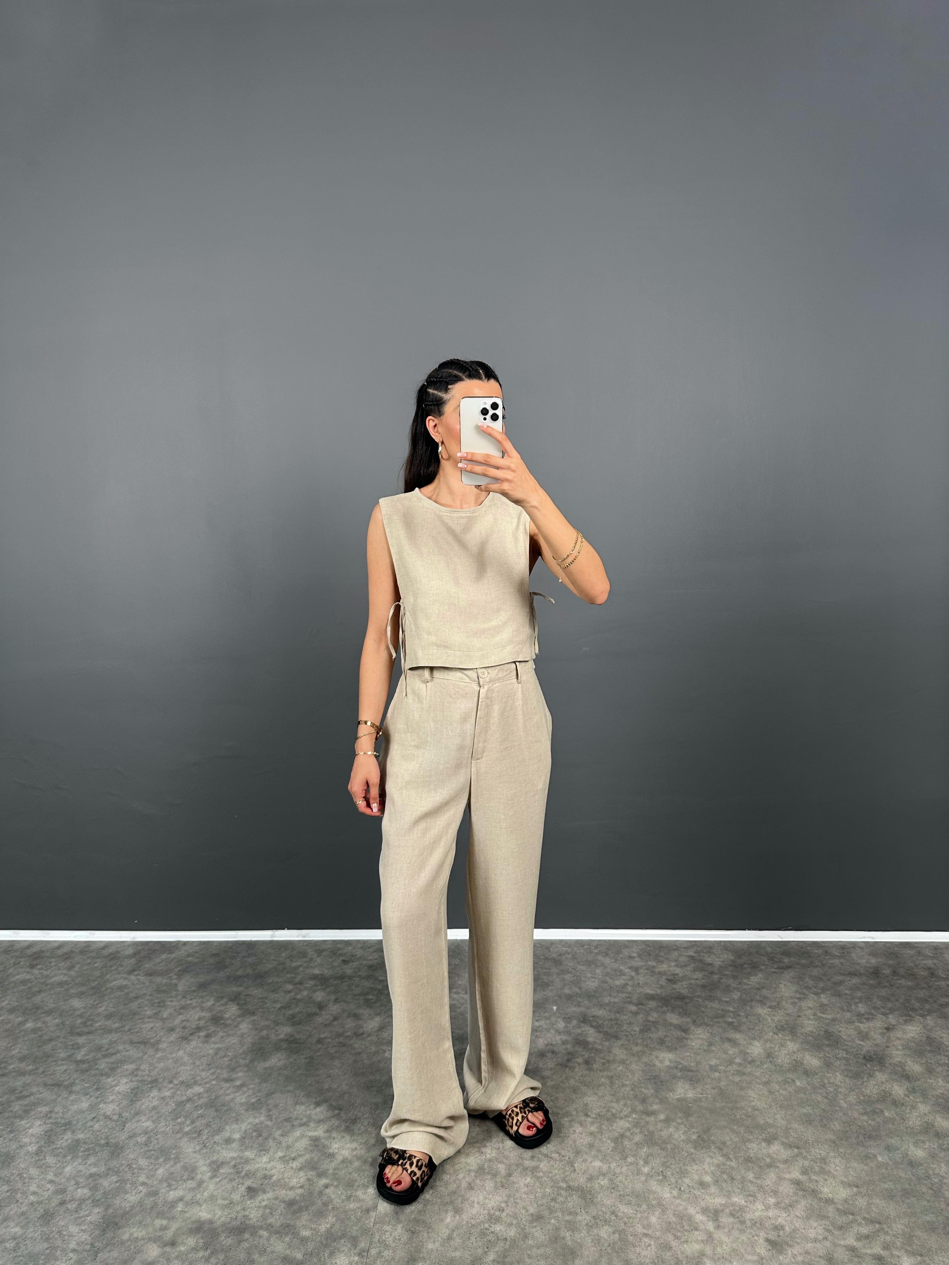 Alonsa Premium Bağcıklı Keten İkili Takım GausTAKIMGU008193
