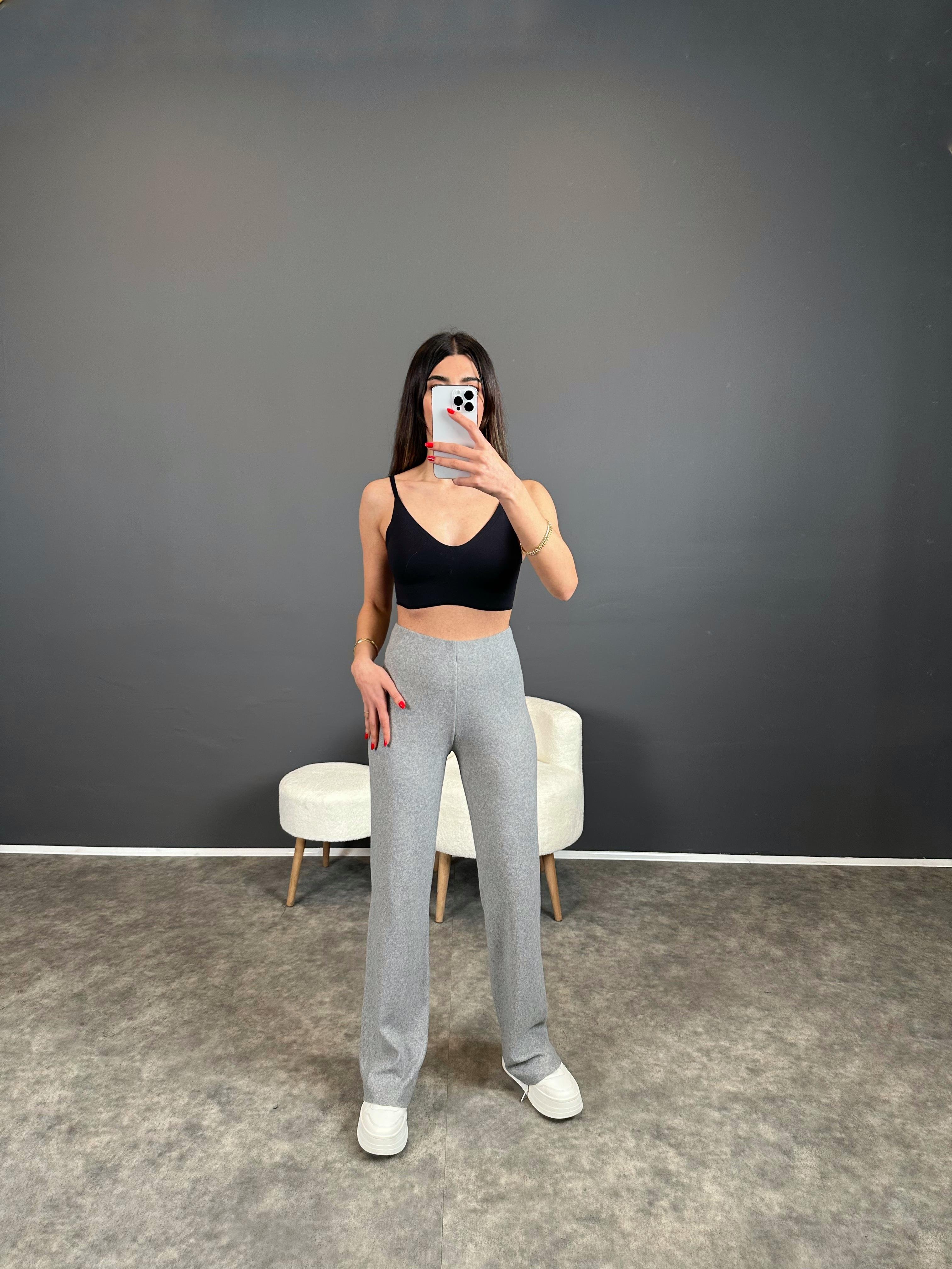 Hully Gri Yumoş Triko Pantolon