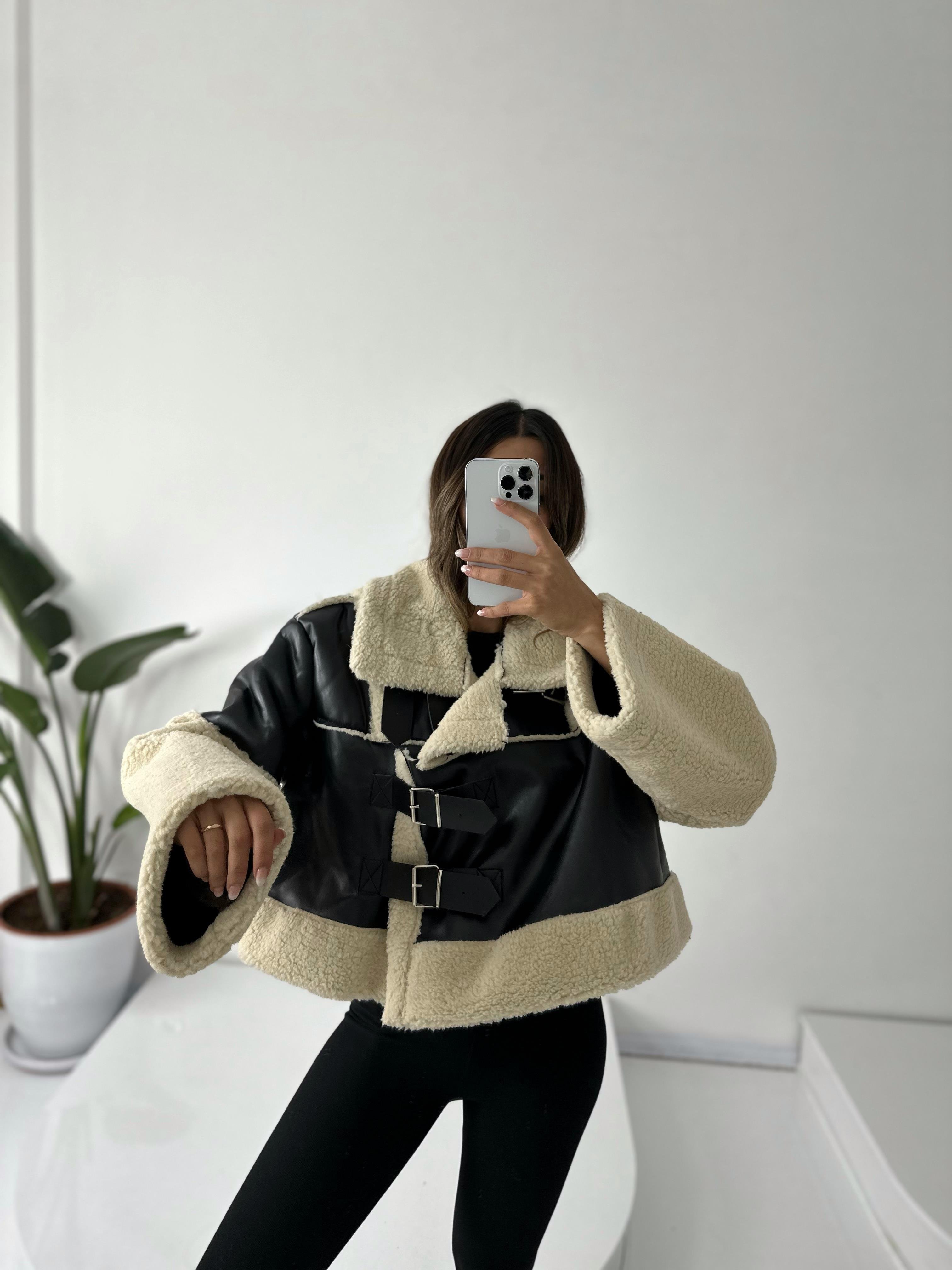 Alexa Siyah Deri Kürklü MontGausMONTGU002139