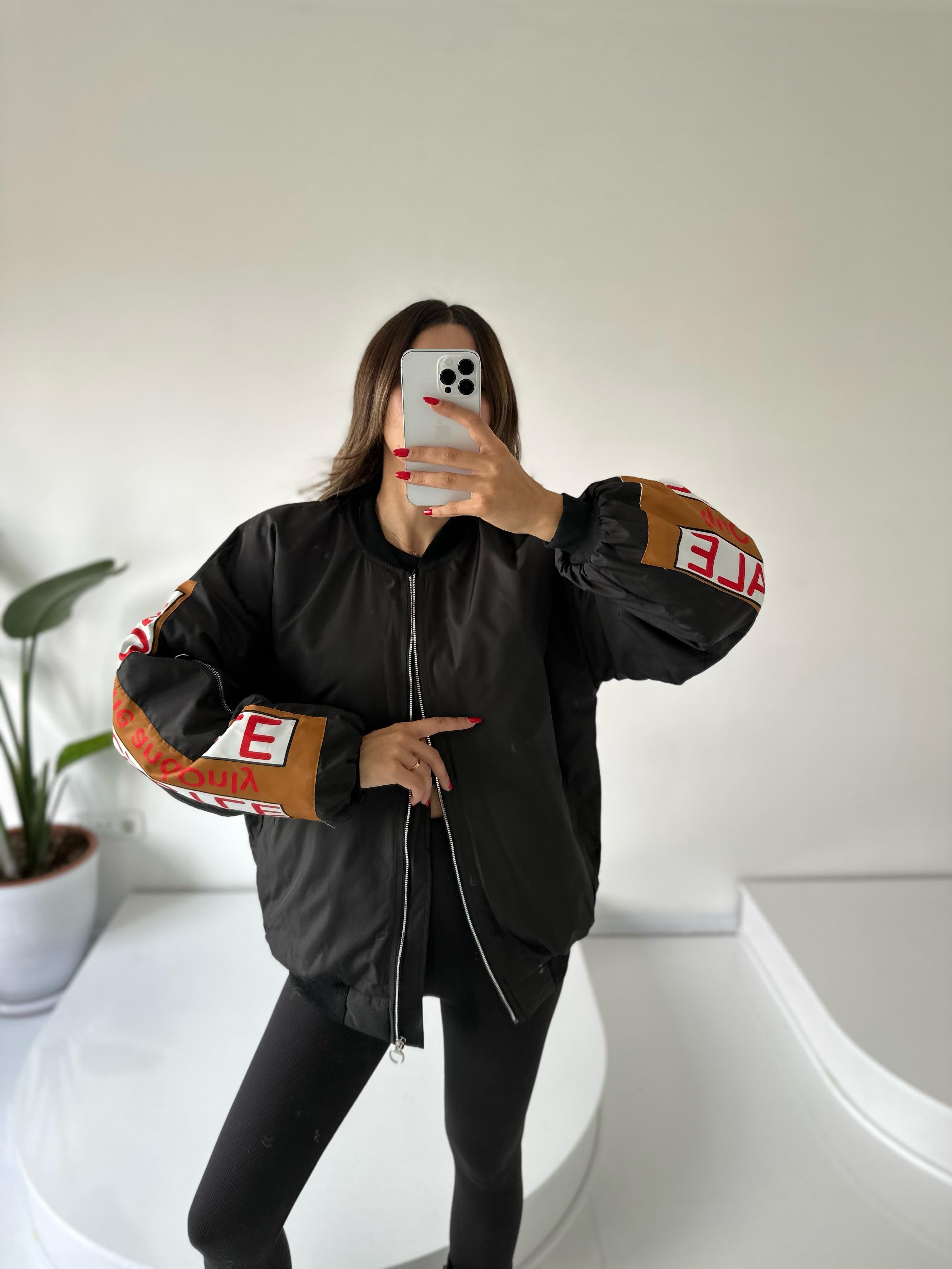 Arkası Baskılı Oversize Mevsimlik Bomber MontGausMONTGU001999