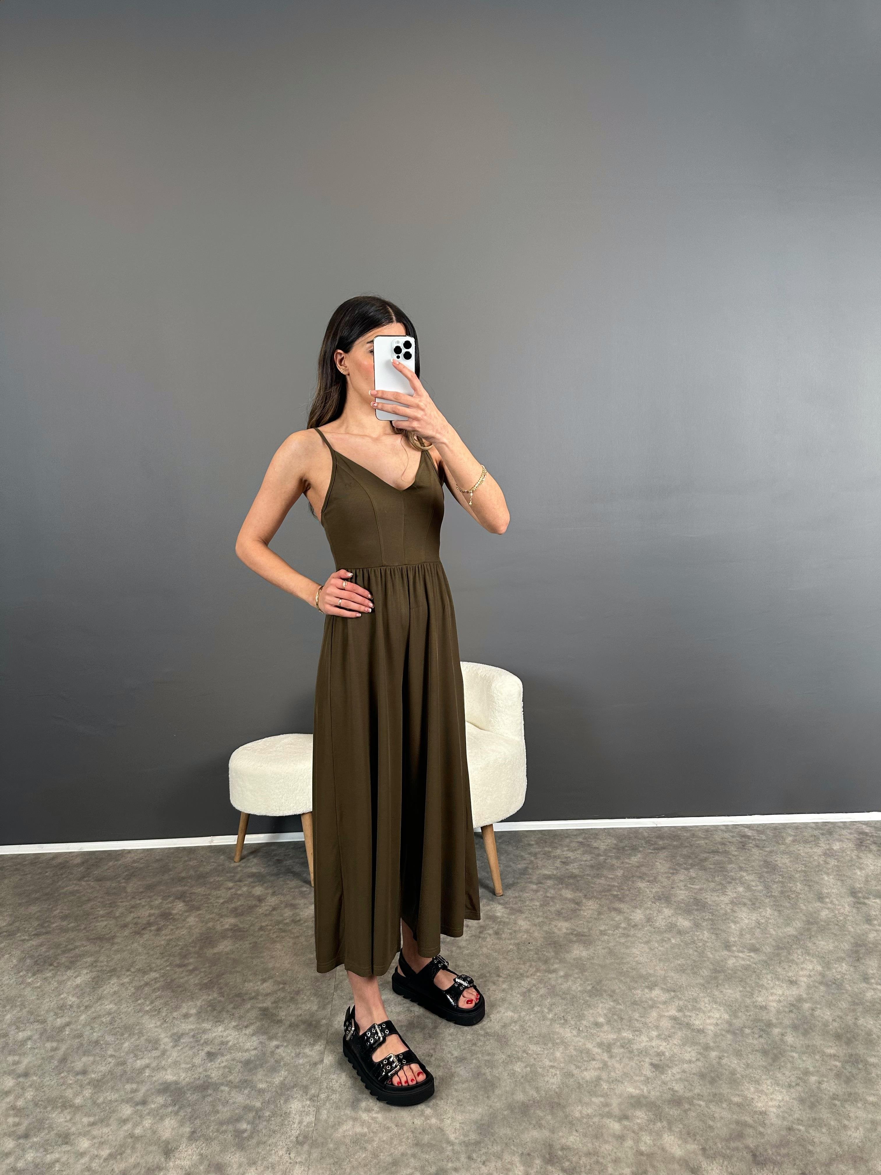 Melody Haki İp Askılı Rahat Tulum GausTULUMGU004628