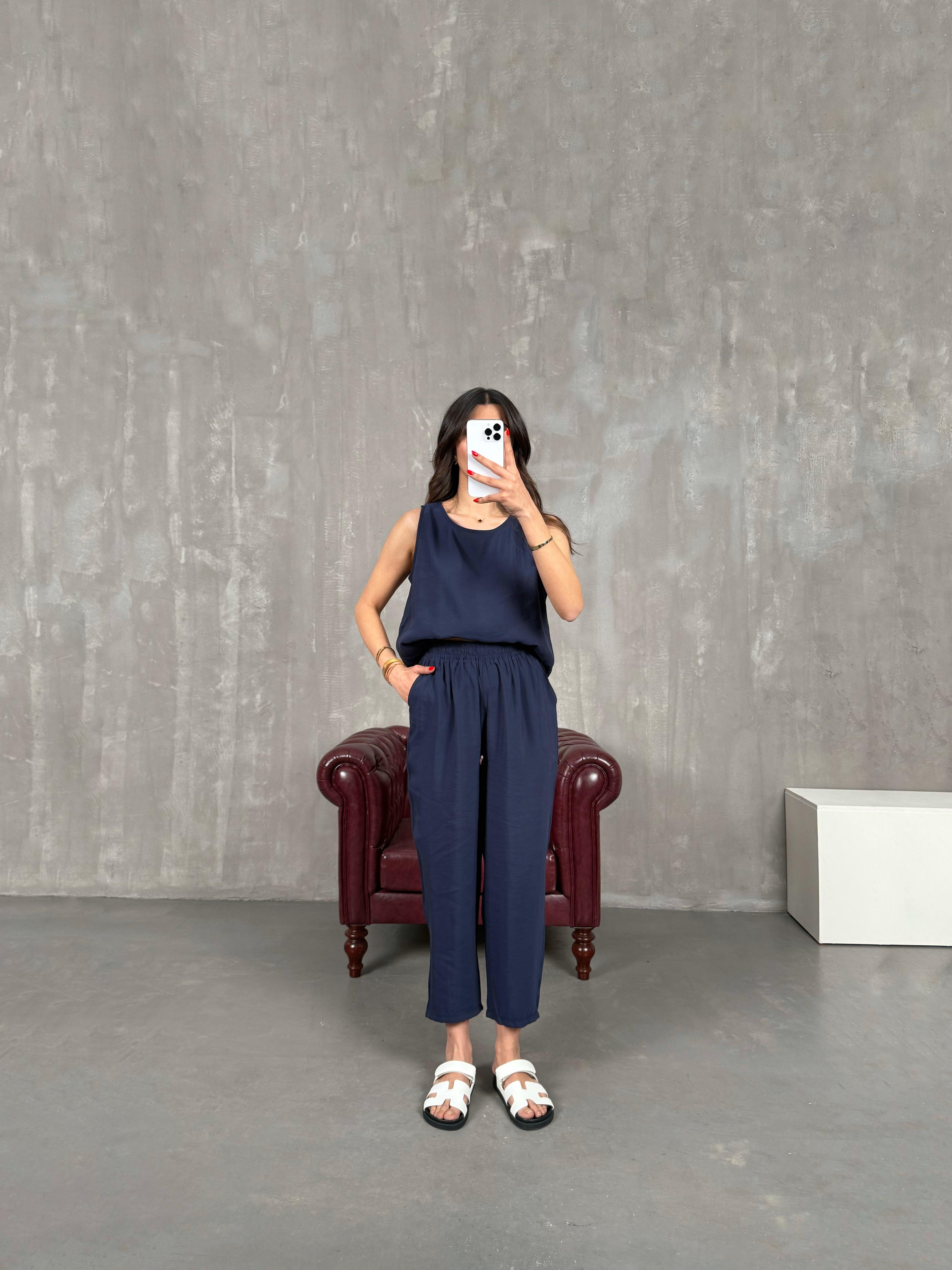 Lacivert Sıfır Kol Tensel Takım Gaus00165GausTAKIMGU1001382