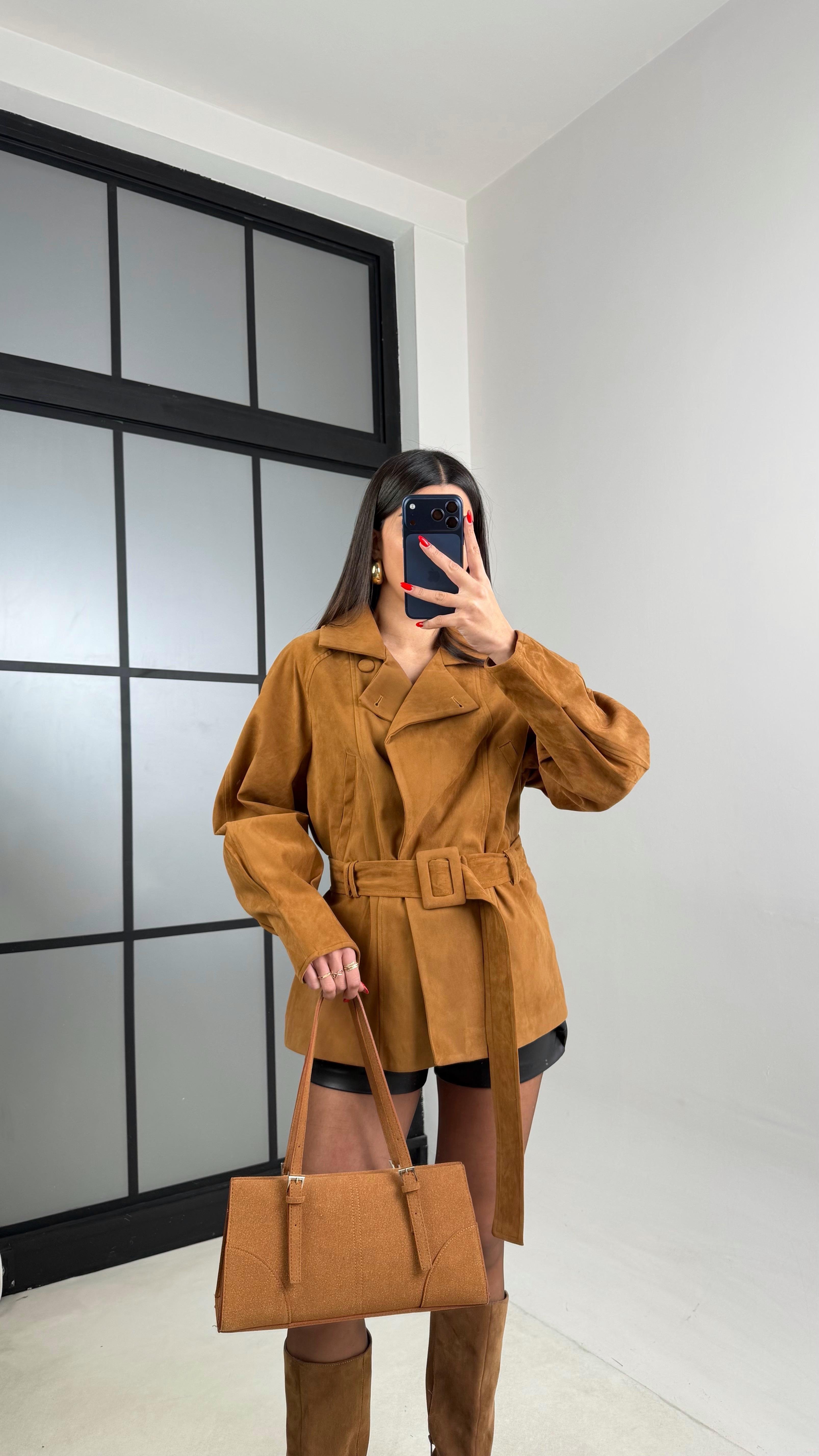 Camel Kemerli Astarlı Süet Ceket GAUS-01010GAUSCEKETGAUS-01010