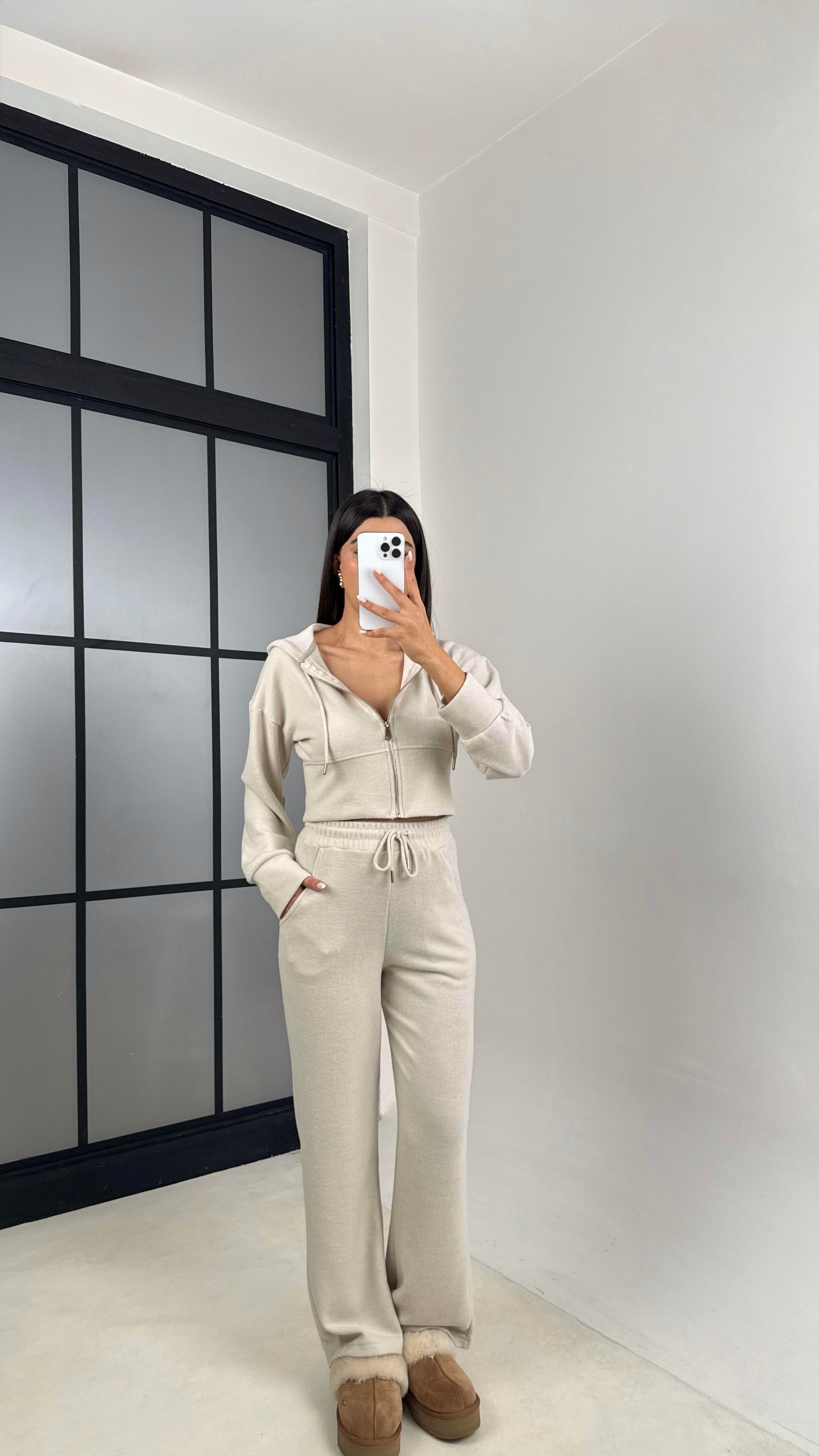 Taş Hırka Beli Lastikli Pantolon İkili Selanik Kumaş Takım GAUS-00523GAUSTAKIMGAUS-00523