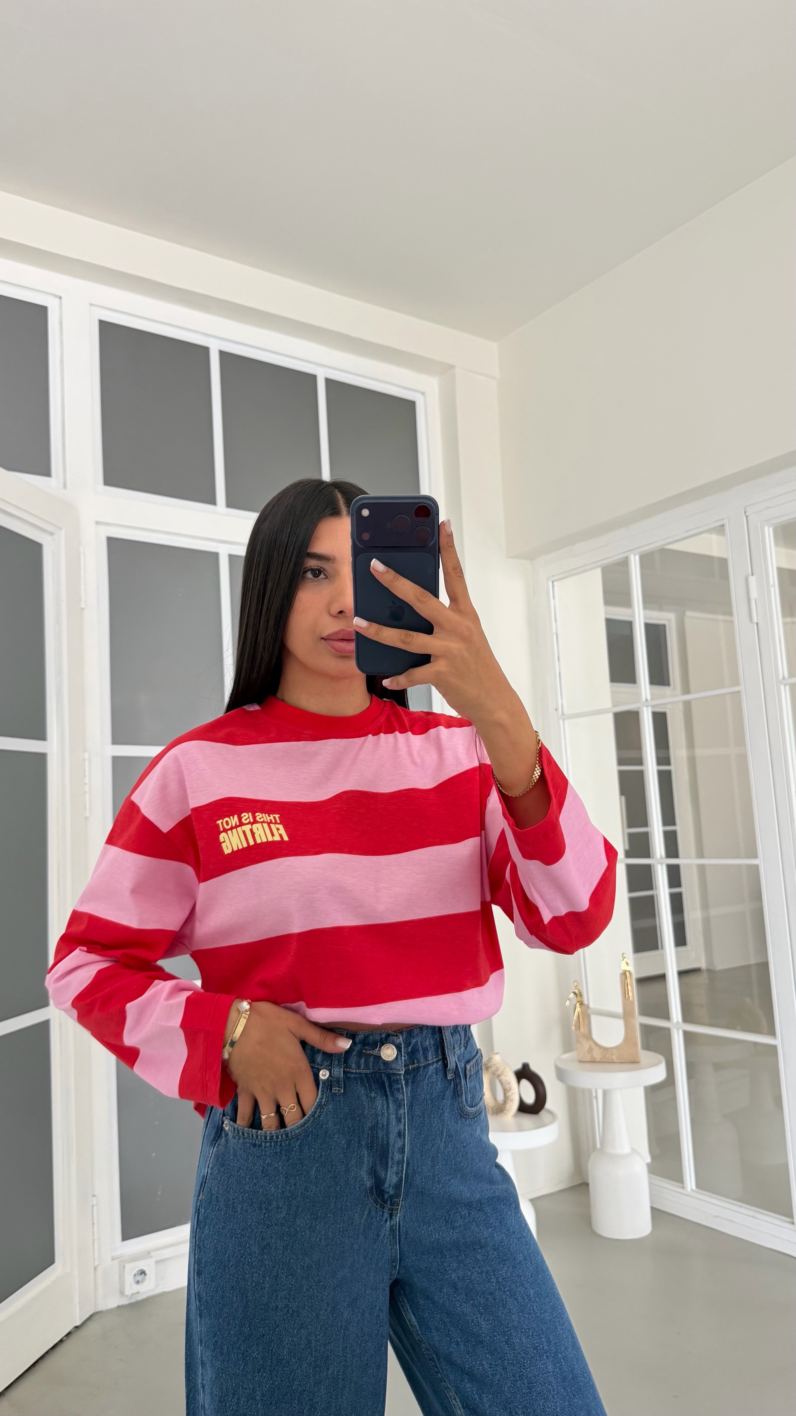 Kırmızı Çizgili Vintage Sweatshirt GAUS-02121GAUSSweatshirtGAUS-02121