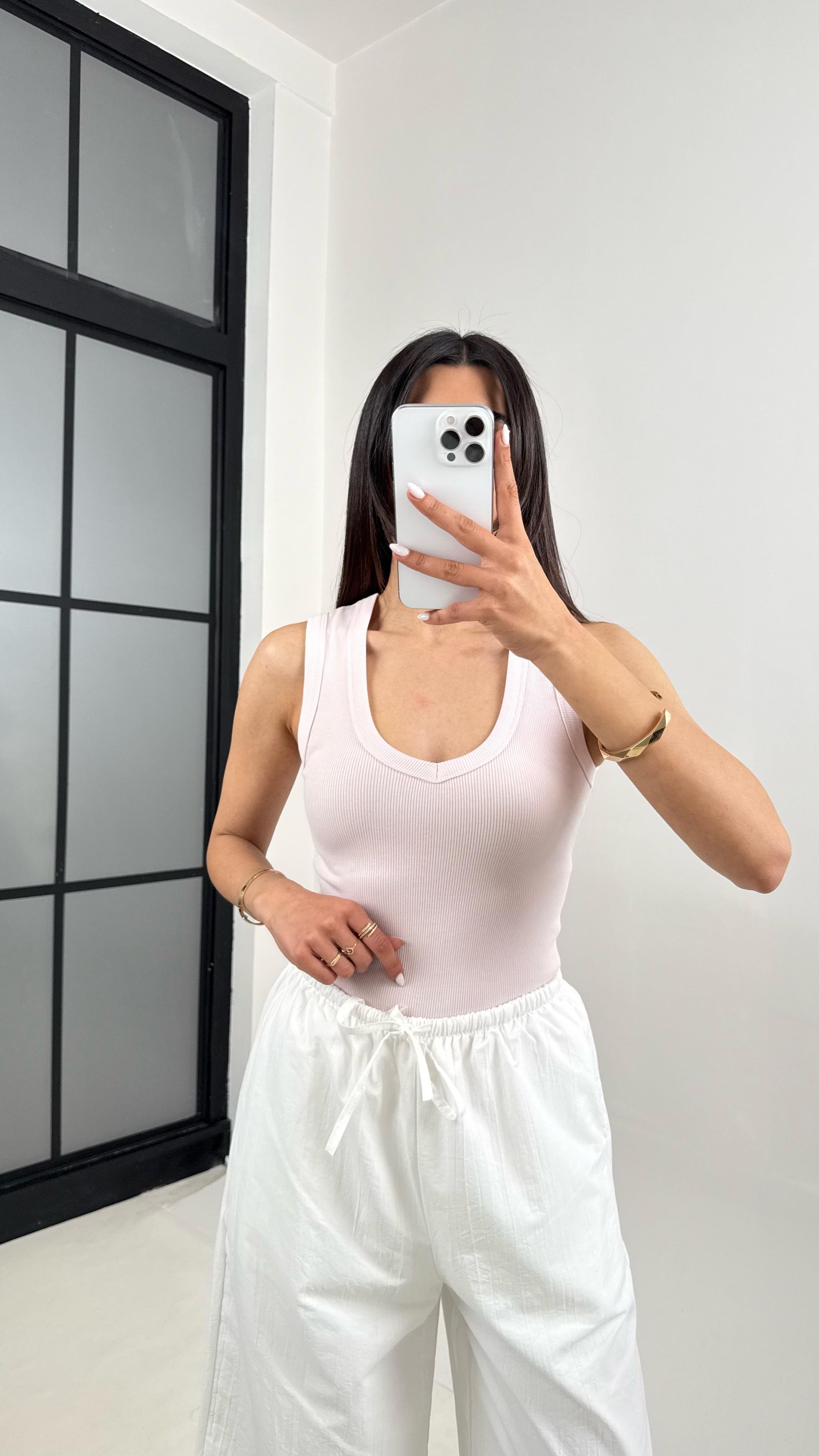 Pembe V Yaka ZR Muadil Tshirt Gaus00359GausTSHIRTGU1001830