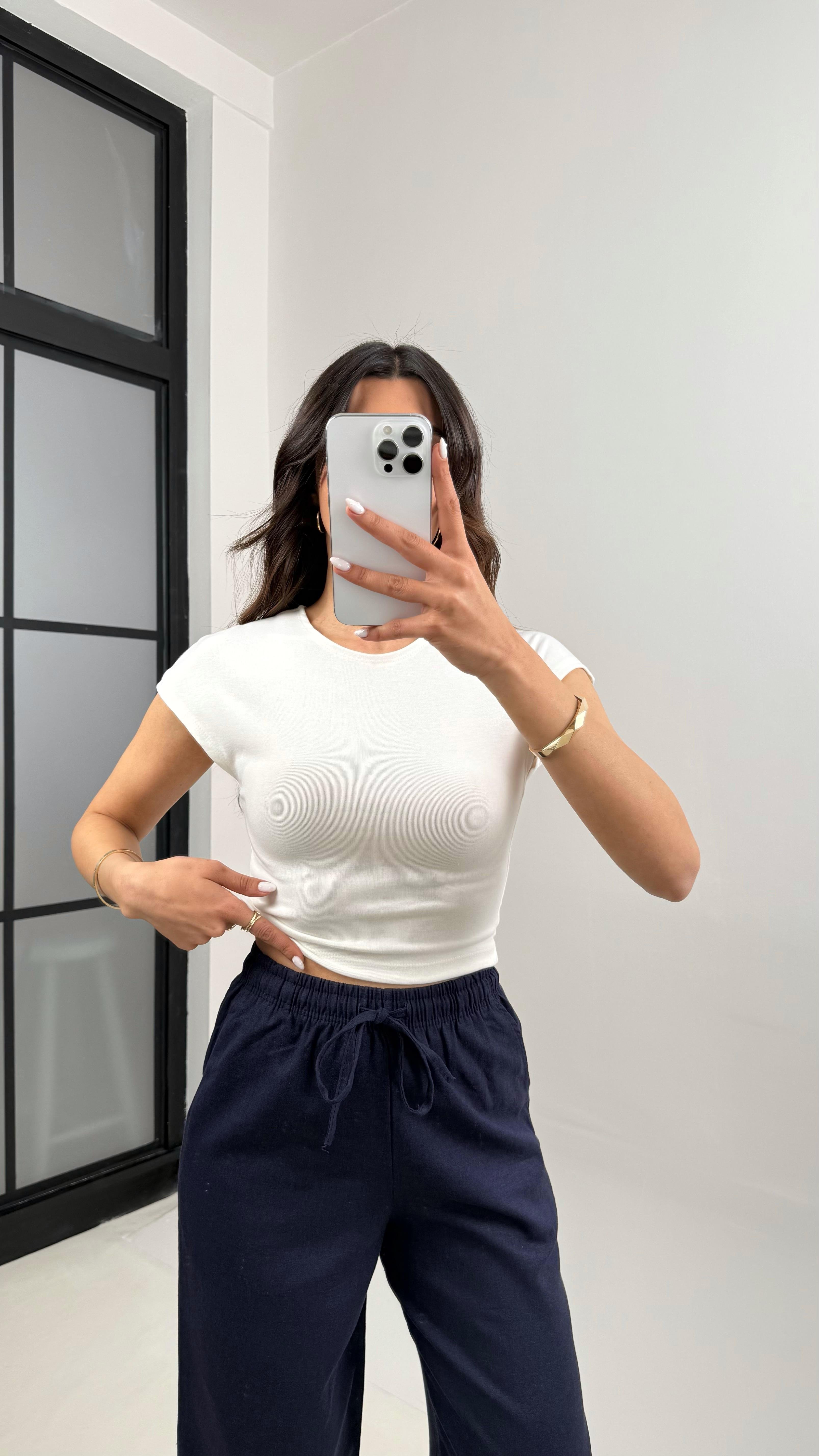 Beyaz Basic Kısa Kol Tshirt Gaus00345GausTSHIRTGU1001804