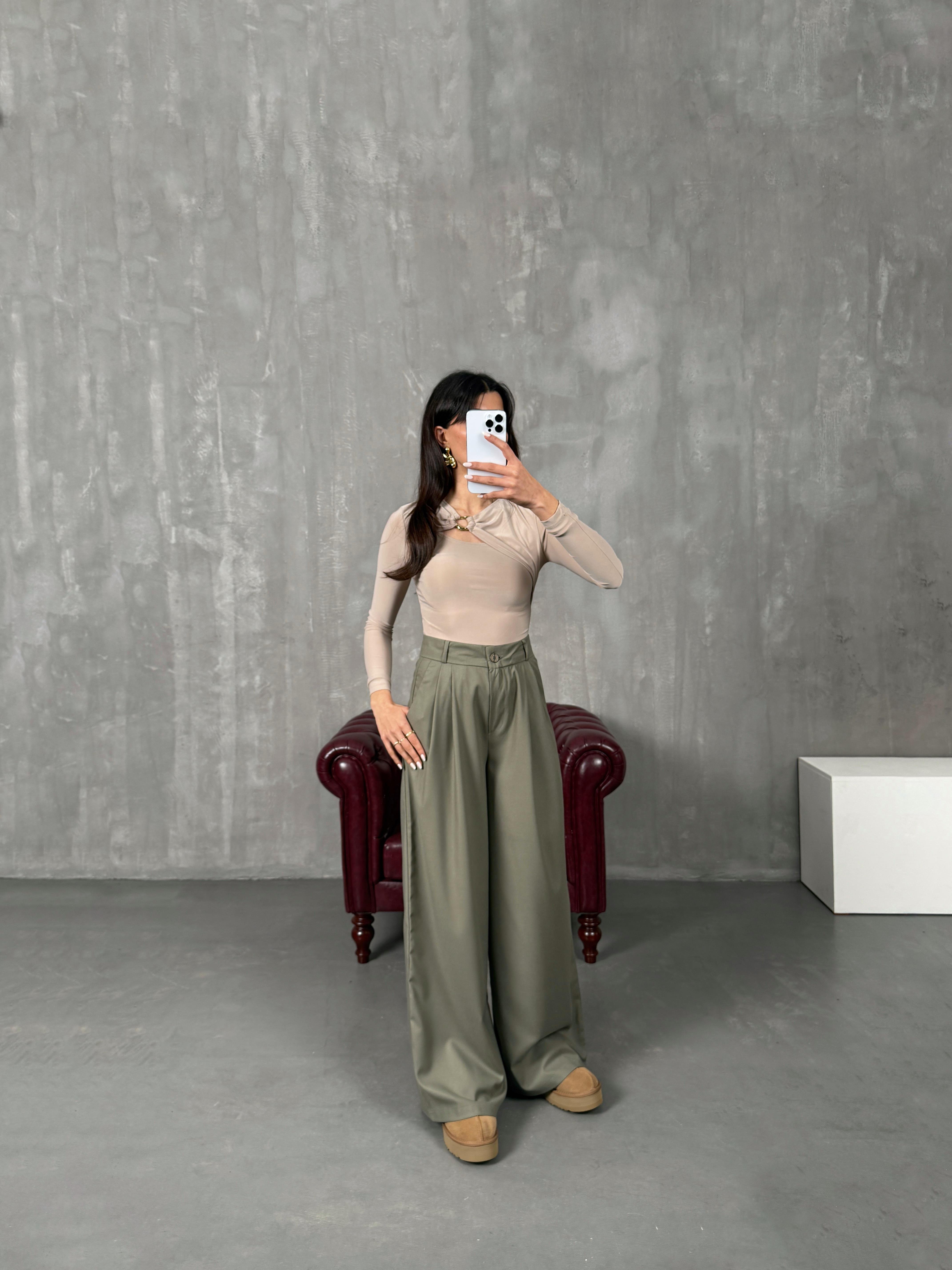 رانس بنطال كاكي قماش بوليفيسكوز بريميوم