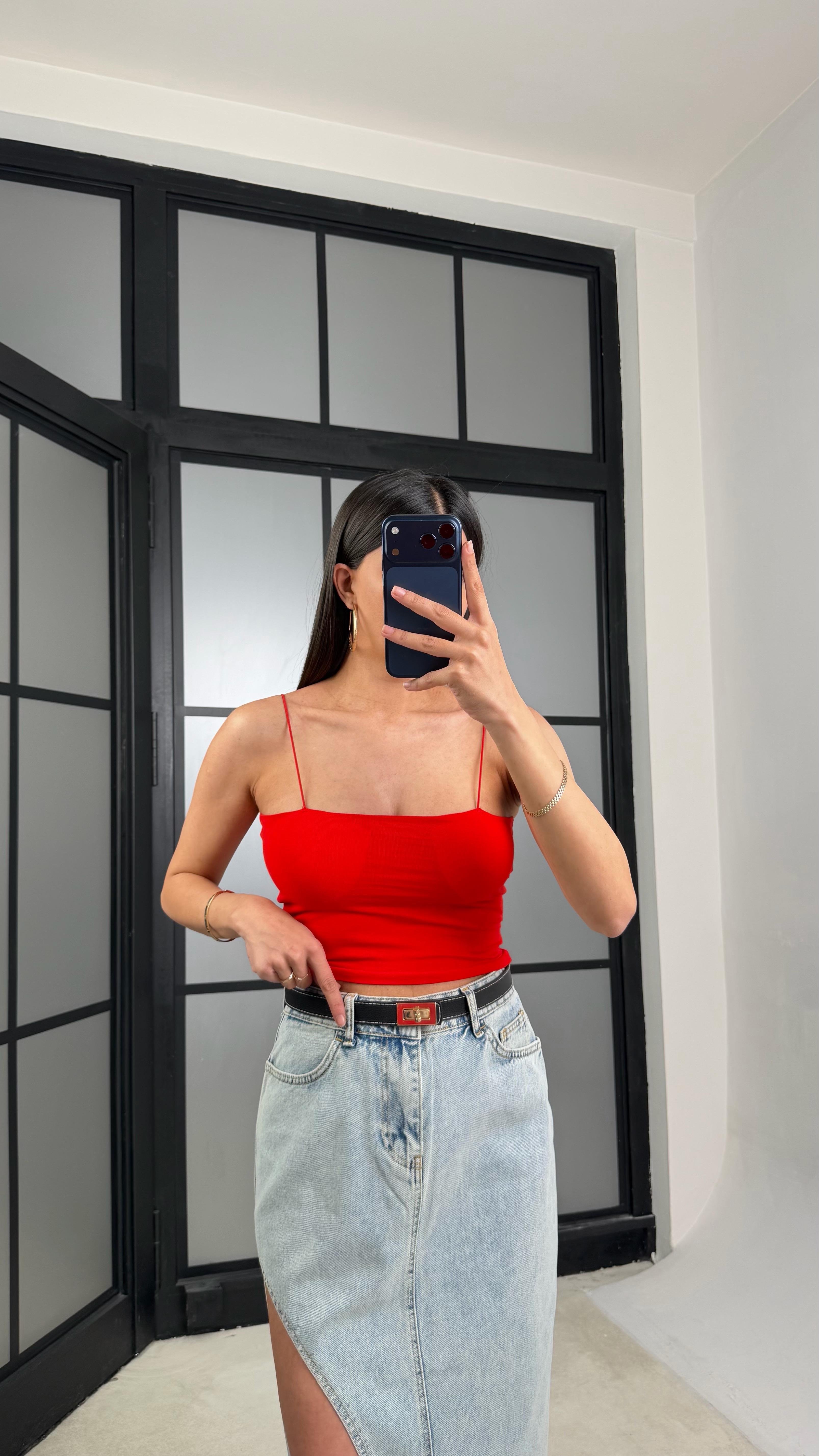Kırmızı Askılı Pedli Basic Crop GAUS-01431GAUSCROPGAUS-01431