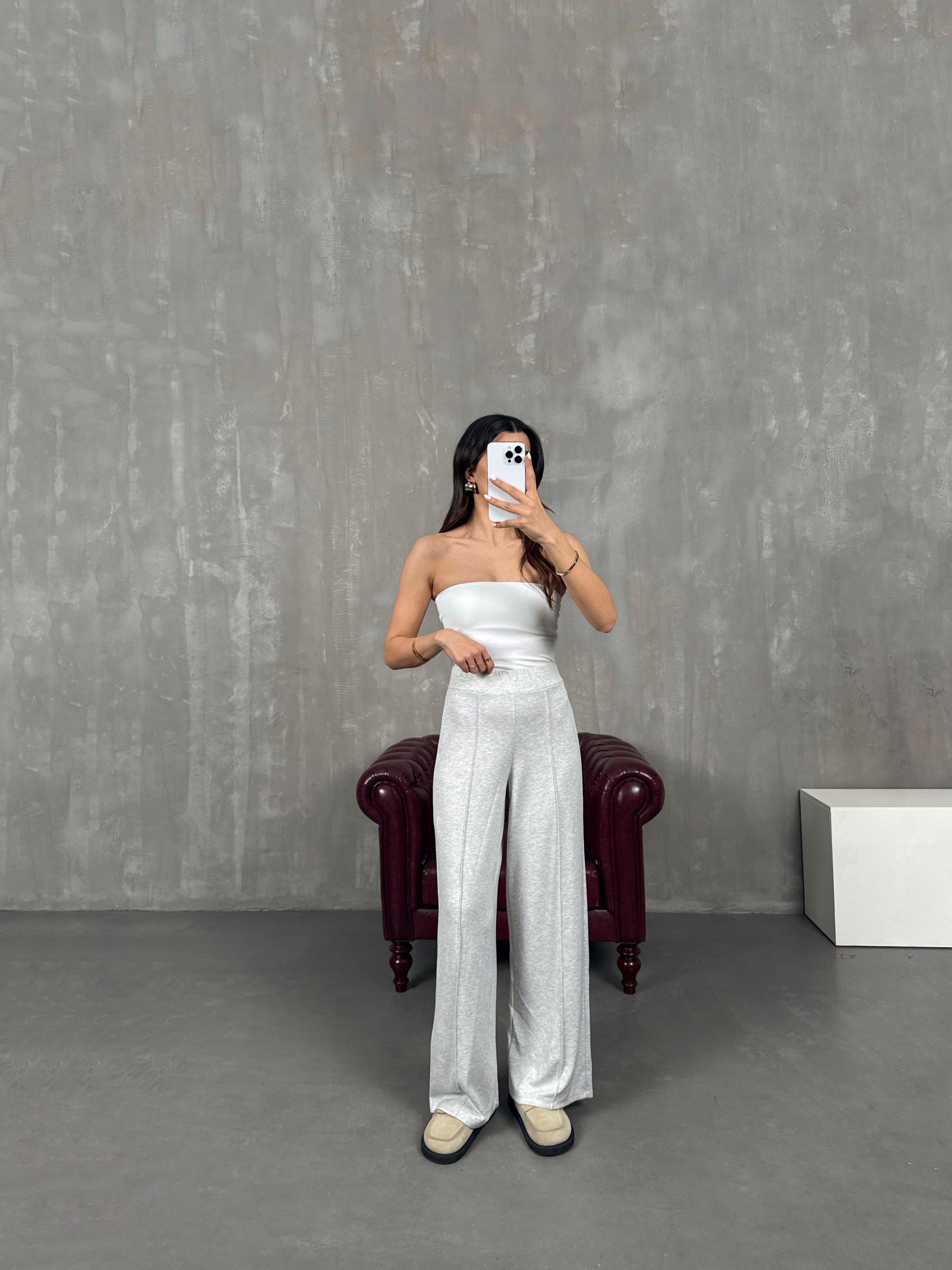 Gri Çımalı Premium Modal Pantolon Gaus0006