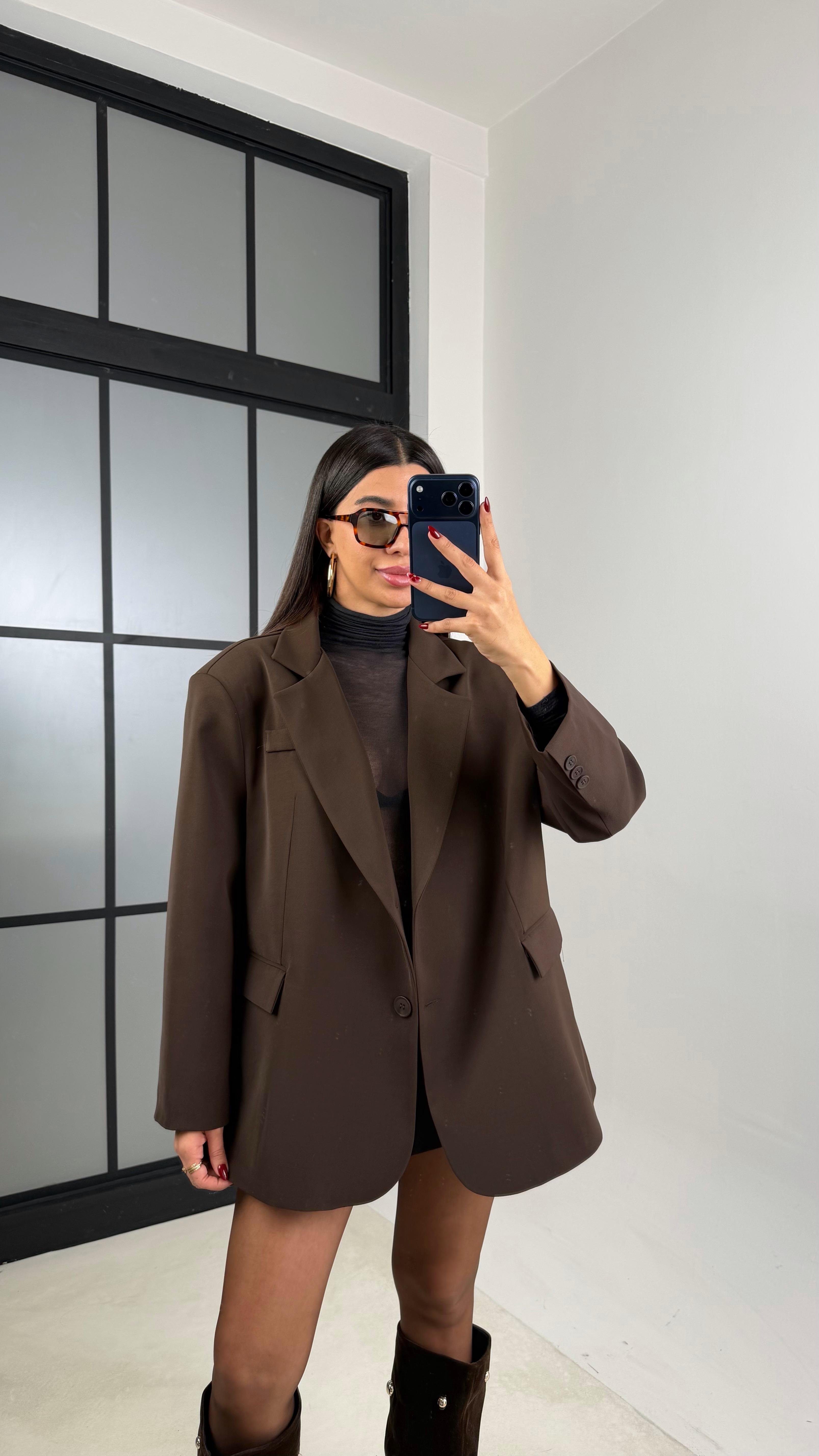 Kahve Astarlı Vatkalı Blazer Ceket GAUS-00610GAUS السترات  GAUS-00610