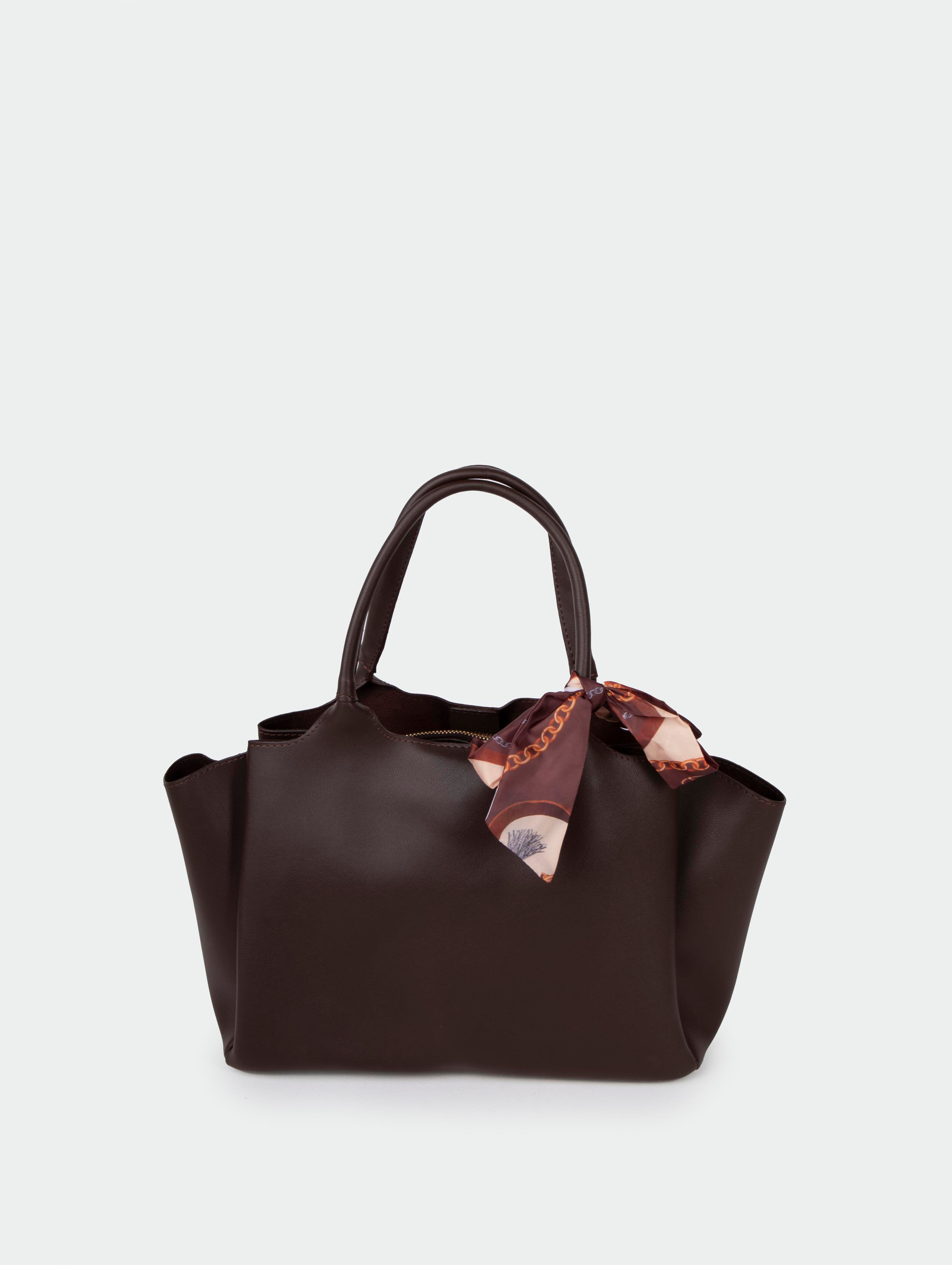 039 KURDELE DETAYLI ORTA BOY EL ÇANTASI KAHVEBAG COLLECTIONGaus ÇantaCNT-122