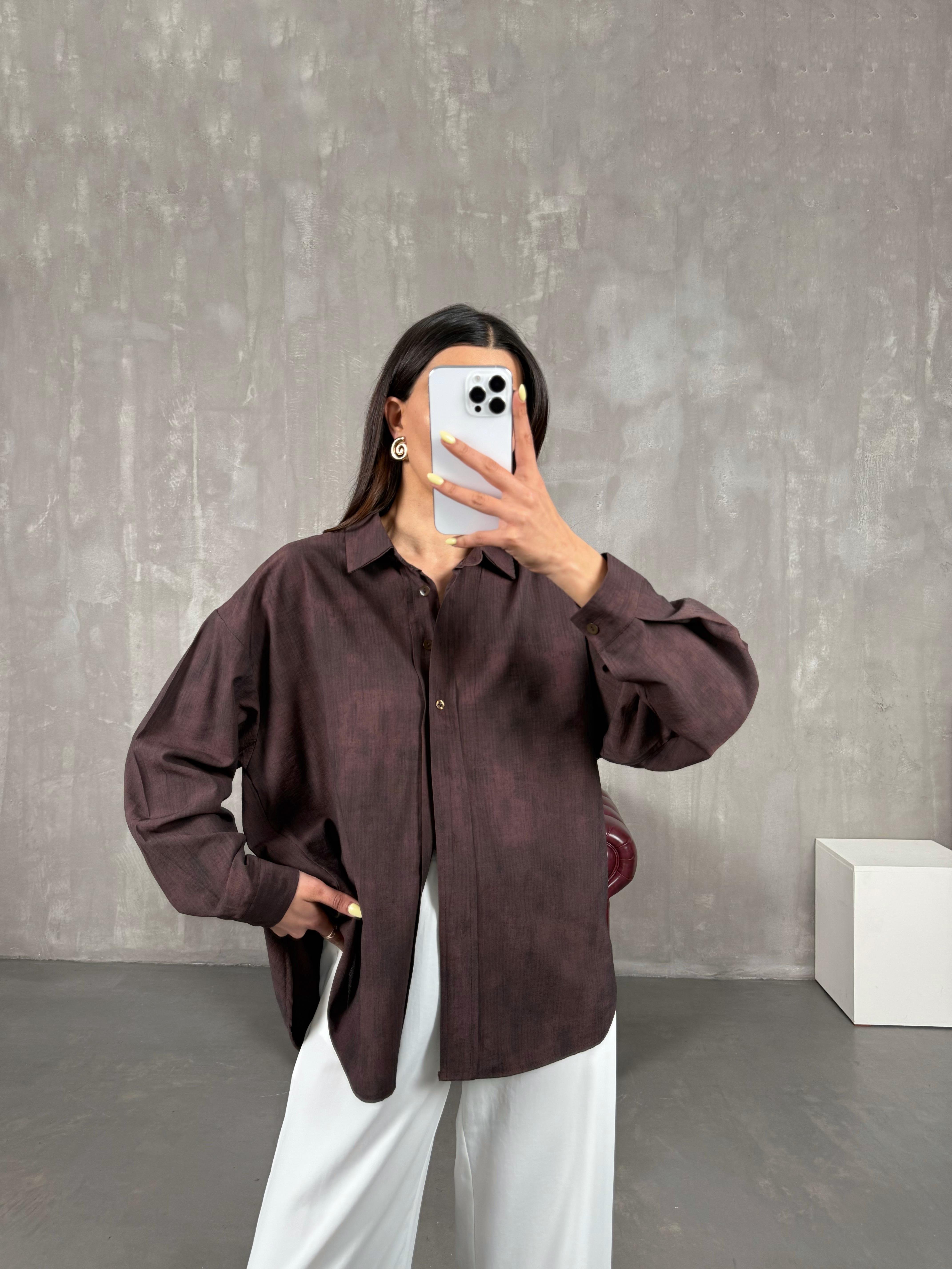 Acı Kahve Oversize Gömlek Gaus00146GausGÖMLEKGU1001340