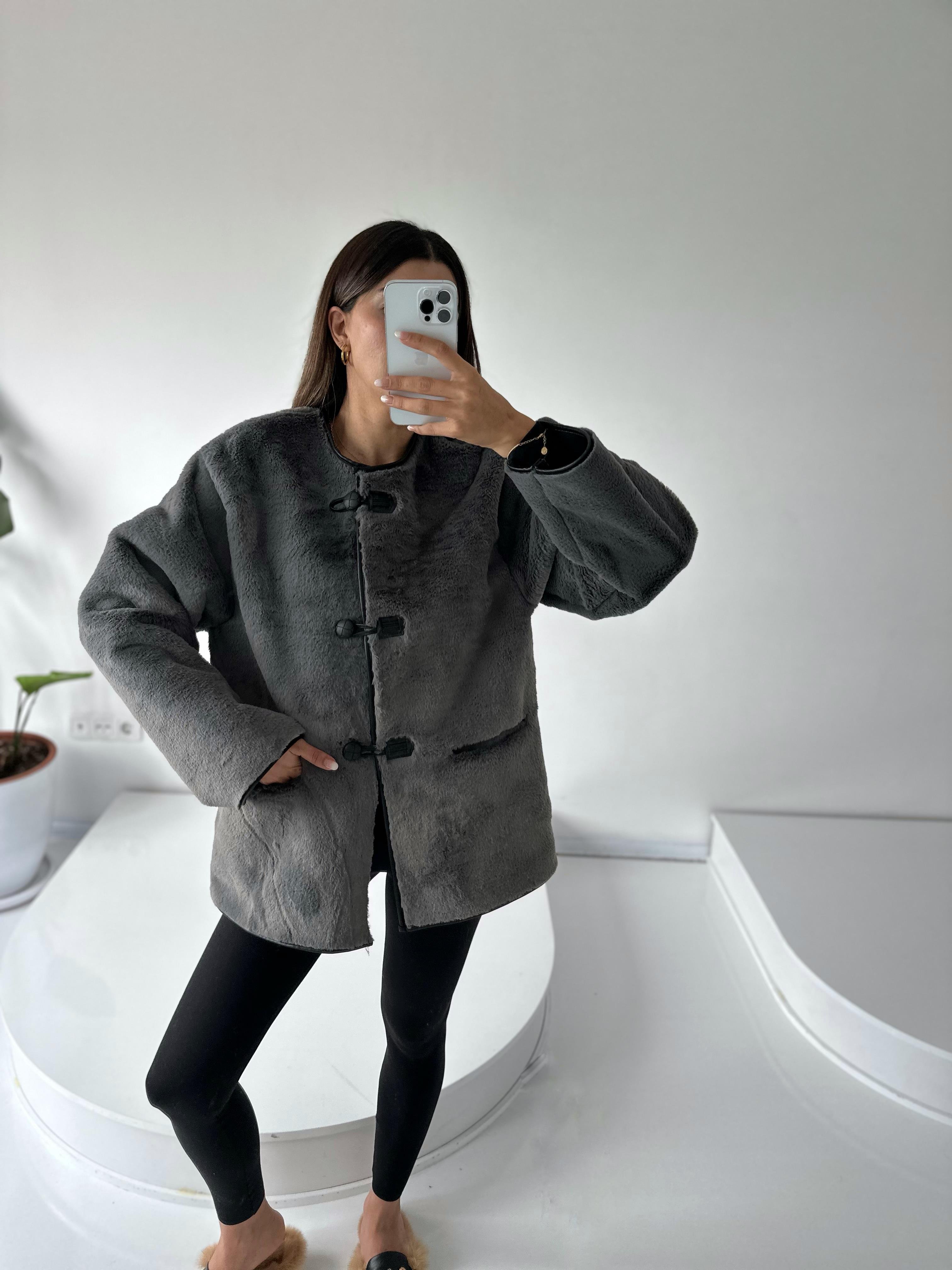 Benito Gri Kürklü PaltoGausKABANGU002267