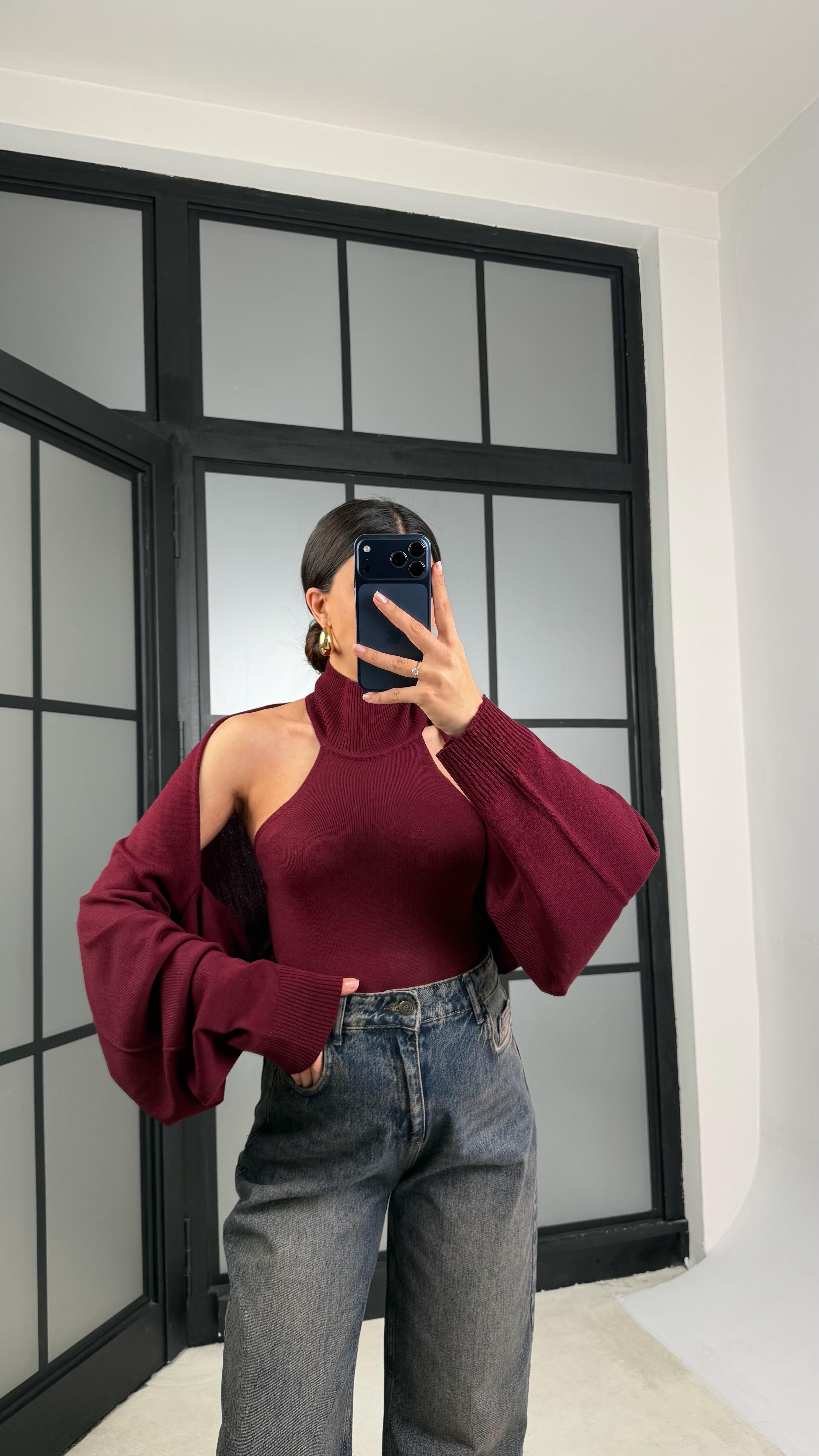 Mürdüm Bolero Detaylı İkili Triko Takım GAUS-01170GAUSBLUZGAUS-01170