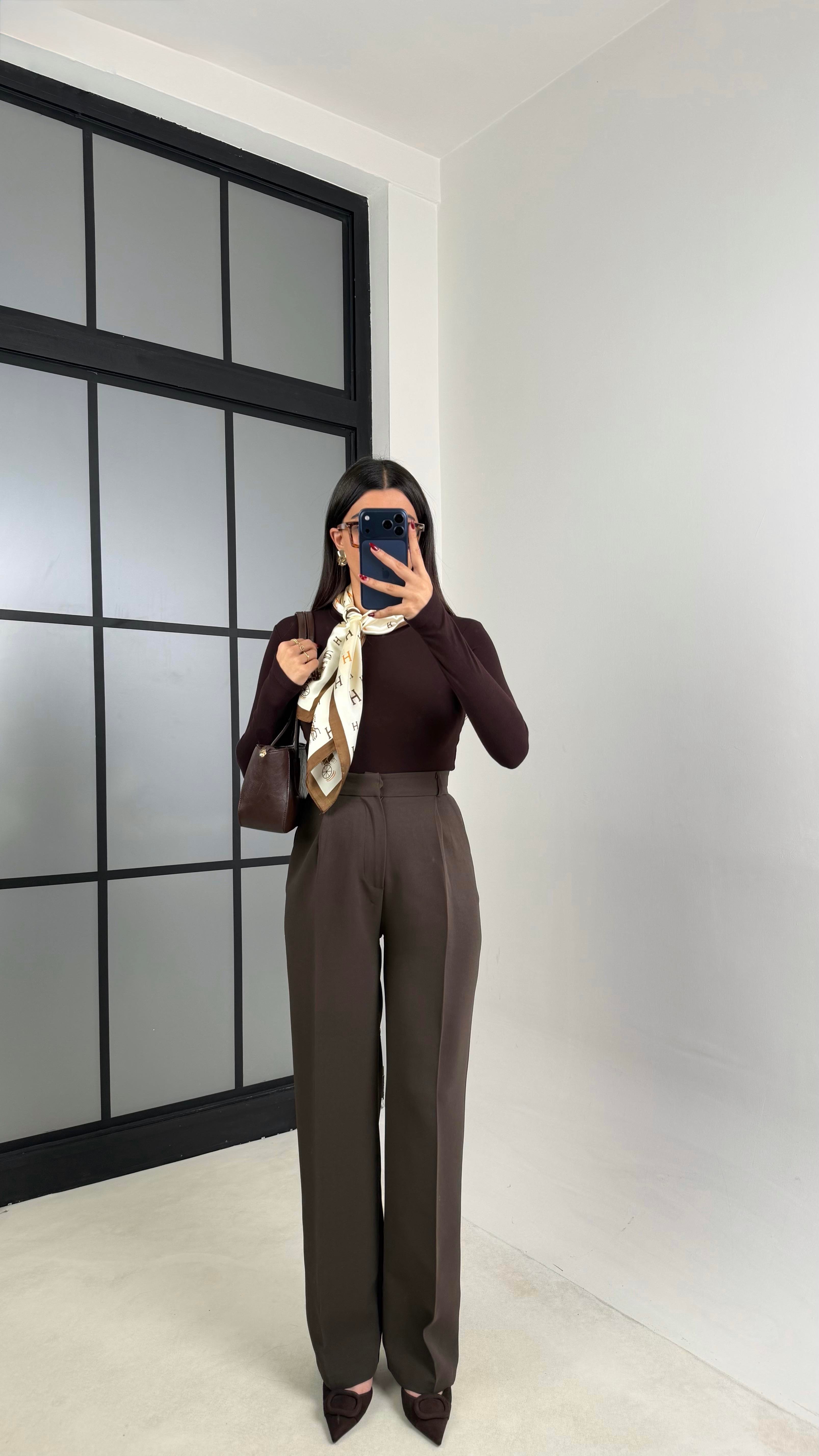 Acı Kahve Cep Detaylı Palazzo Pantolon GAUS-00803GAUSPANTOLONGAUS-00803