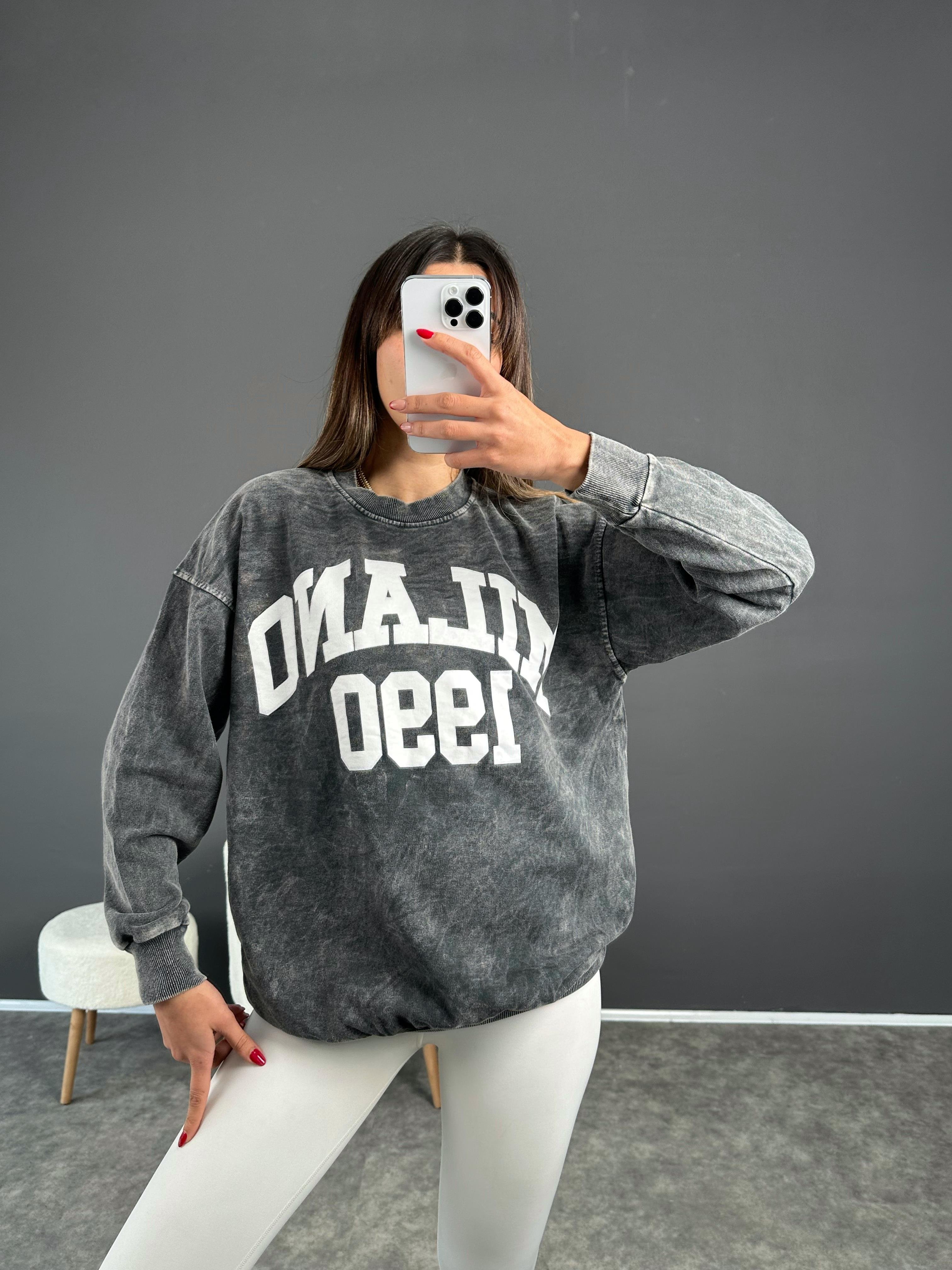 Milano Gri Eskitme Sweatshirt GausSWEATSHIRTGU002562