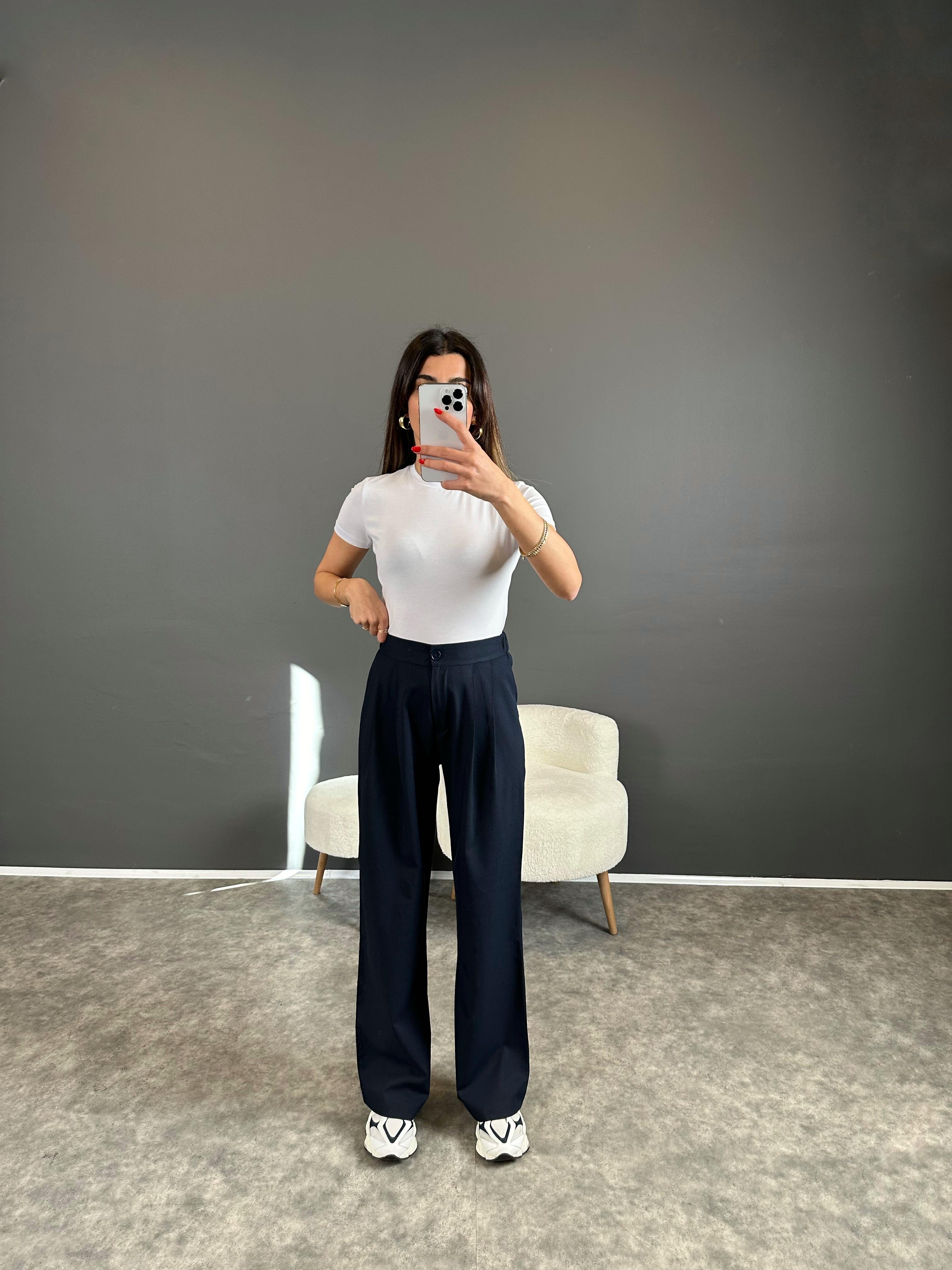 Pascal Lacivert Beli Lastikli PantolonGausPANTOLONGU004275