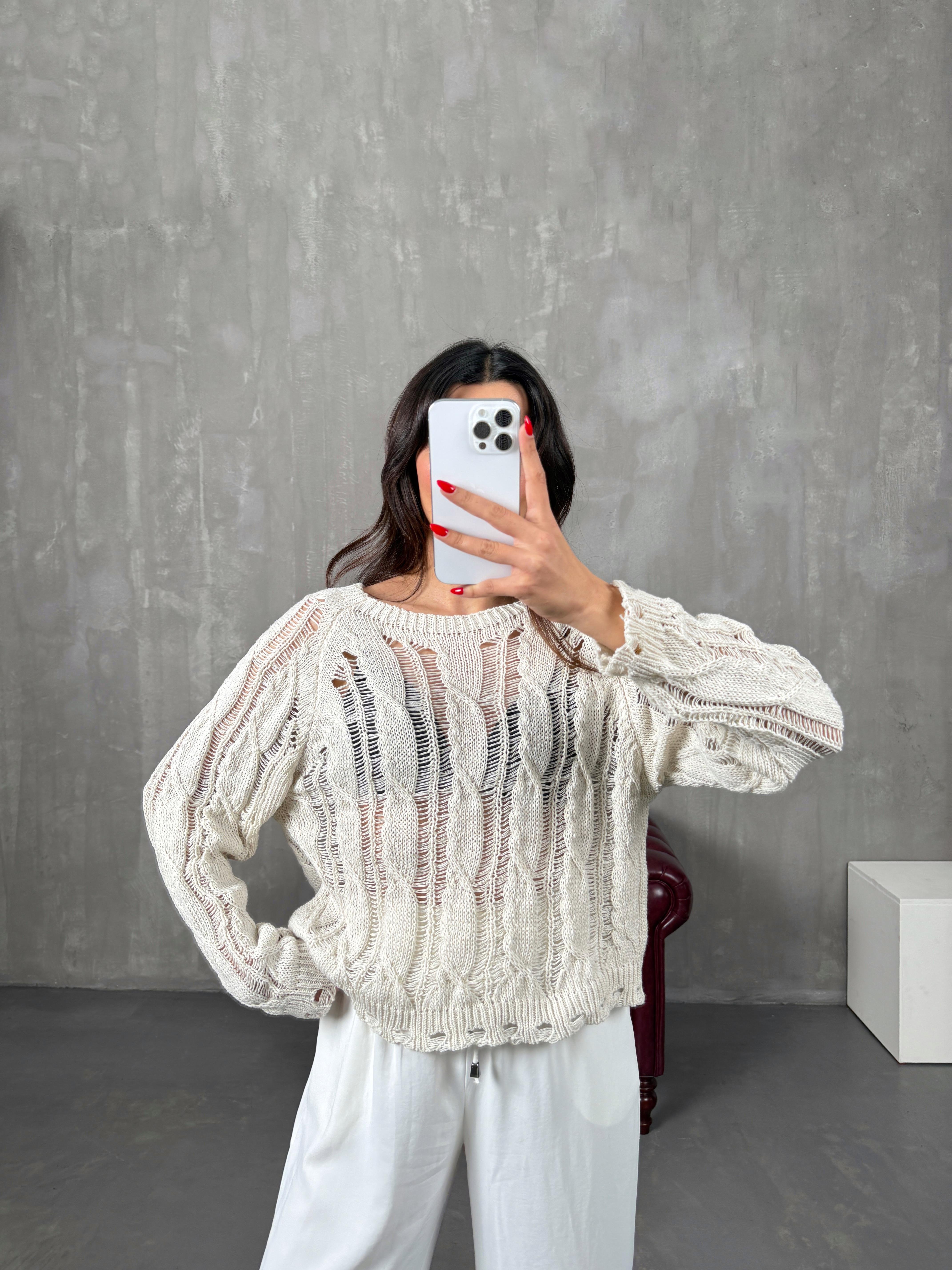 Mevis Taş Ajur Detaylı Triko KazakGausKAZAKGU100595