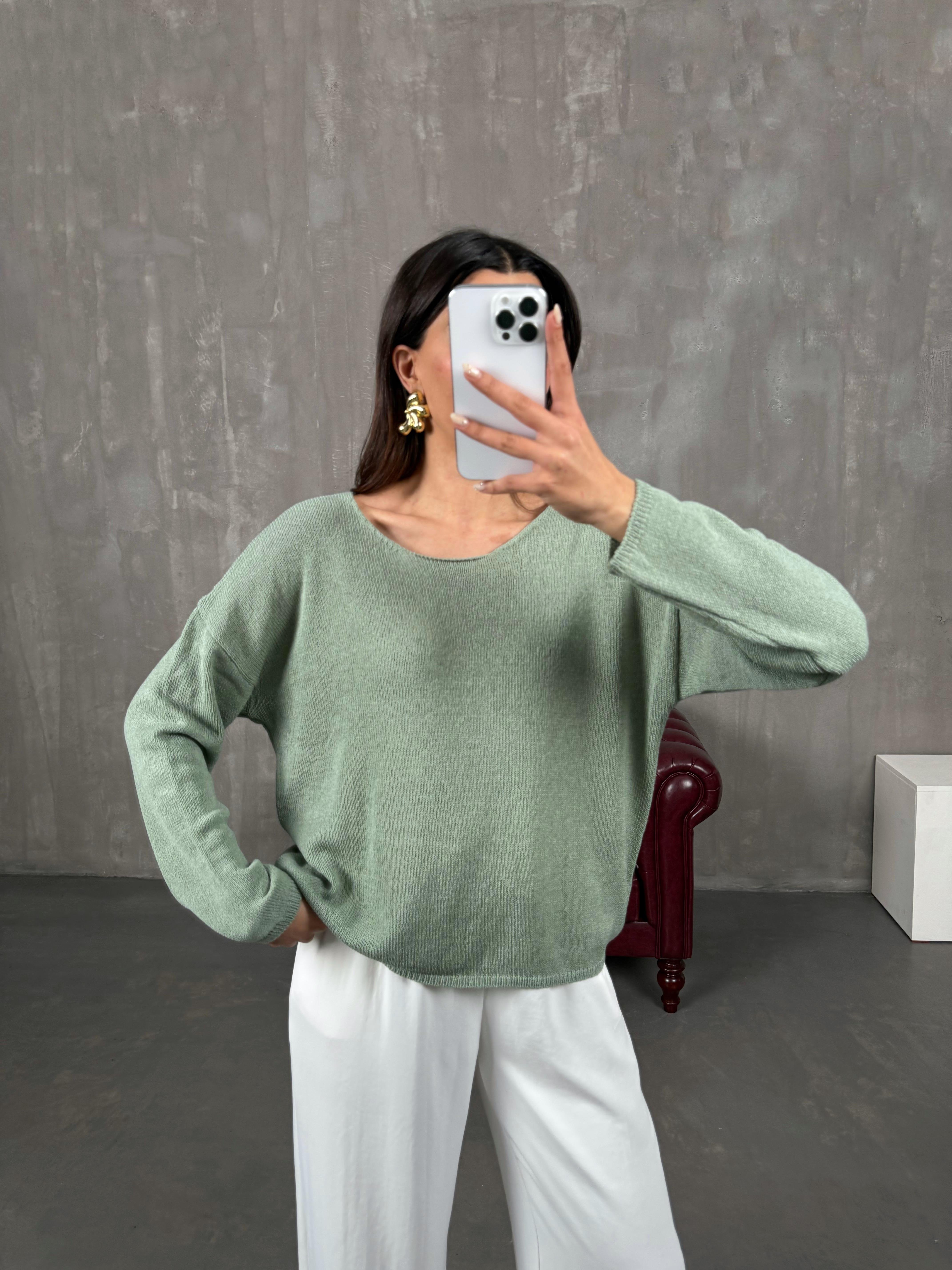 Mika Yeşil Hafif Transparan İnce TrikoGausTRİKOGU100800