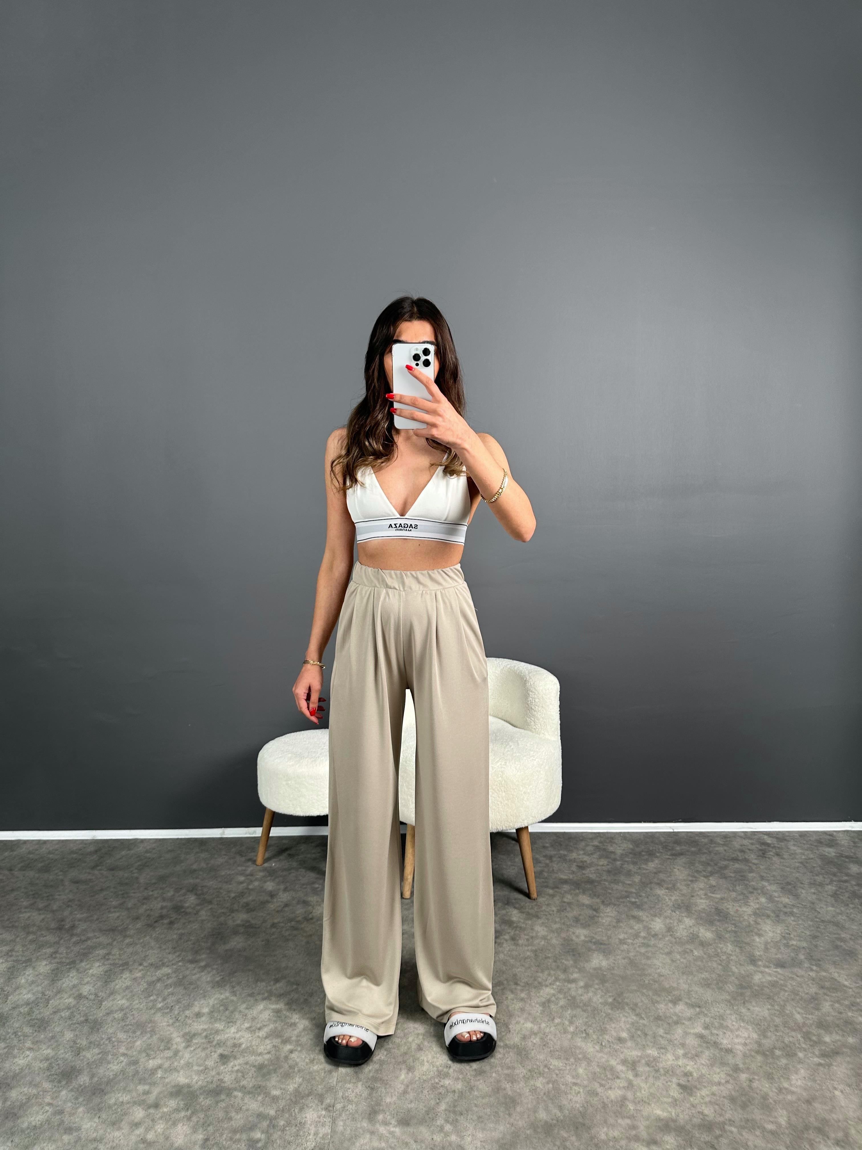 Anja Taş Pike Modal Kumaş PantolonGausPANTOLONGU007164