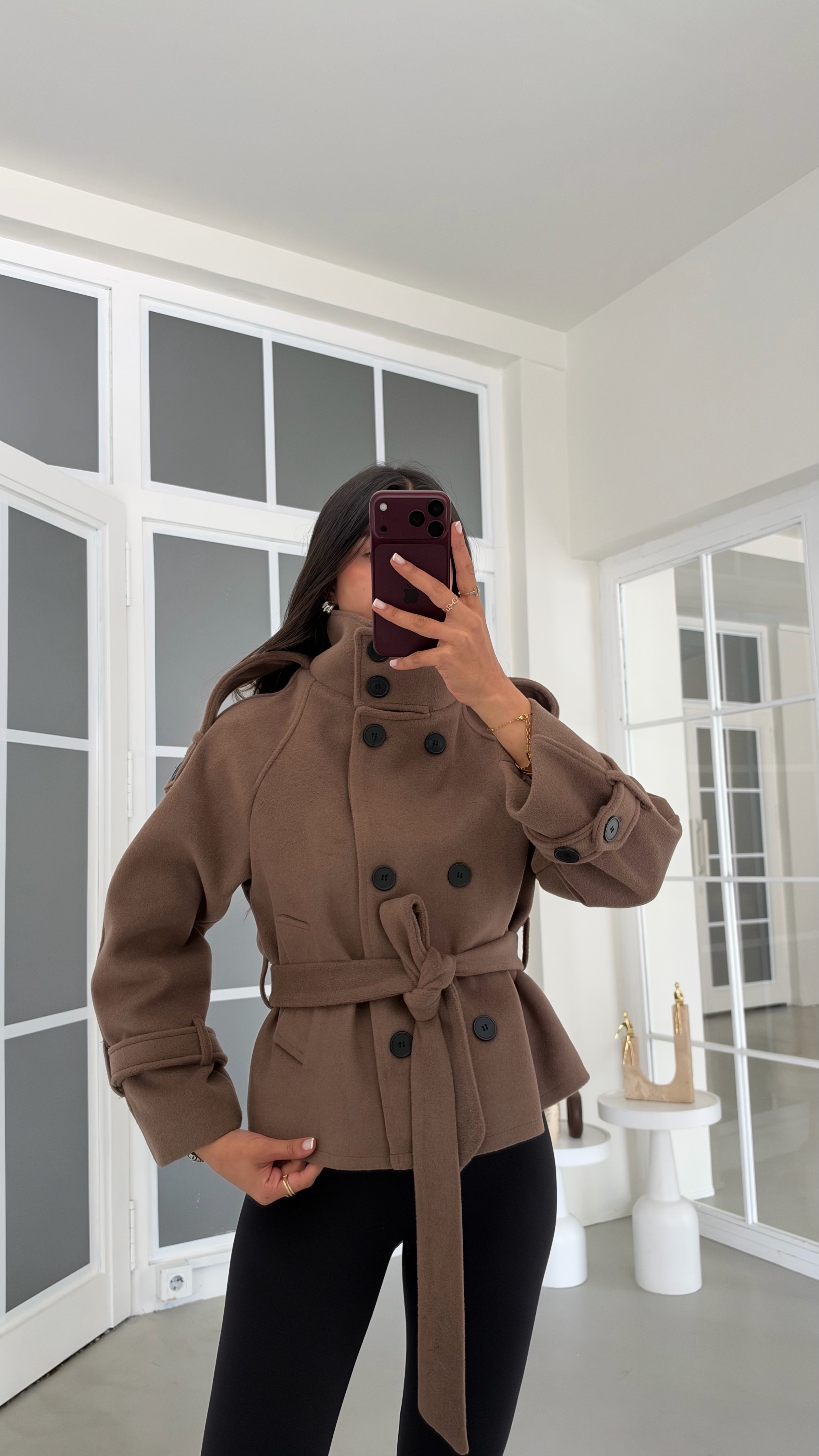 Kahve Dik Yaka MD Muadil Astarlı Kaban GAUS-02366GAUSKABANGAUS-02366