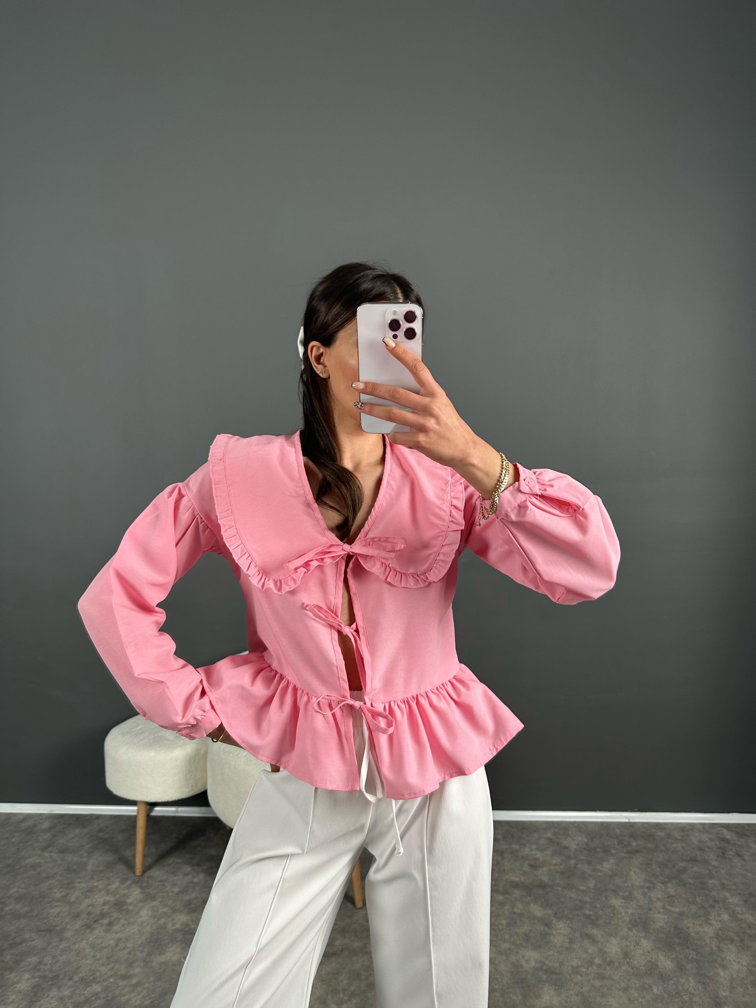 Pembe Viral Bebe Yaka GömlekGausGÖMLEKGU008003