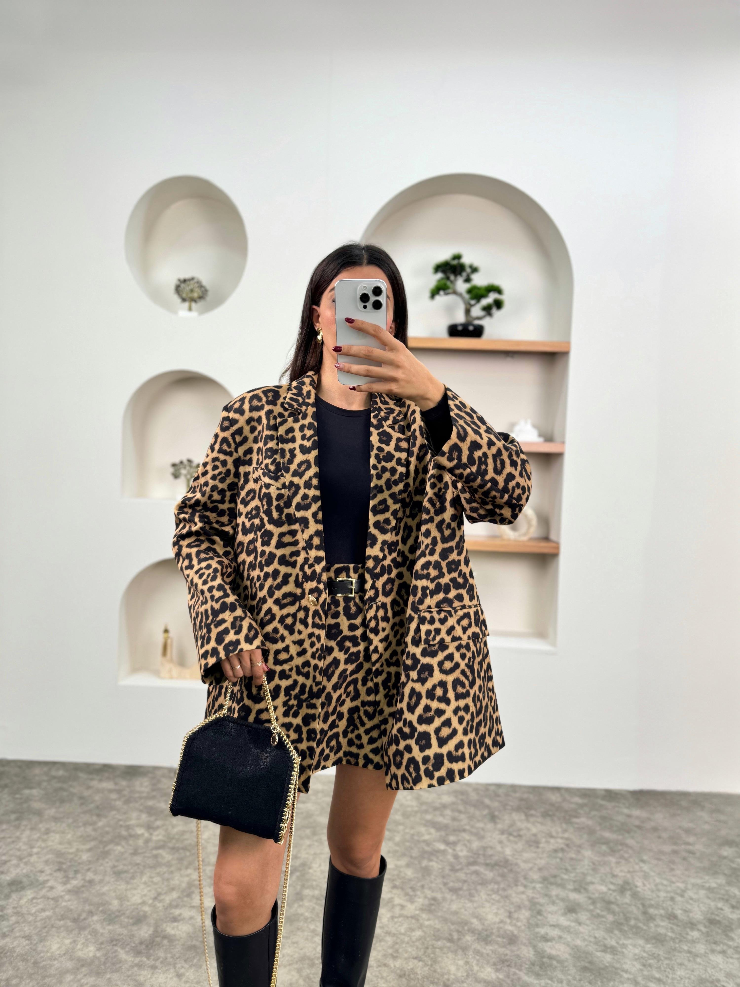 PRY Leopar Desenli Blazer Astarlı CeketGausCEKETGU00903501