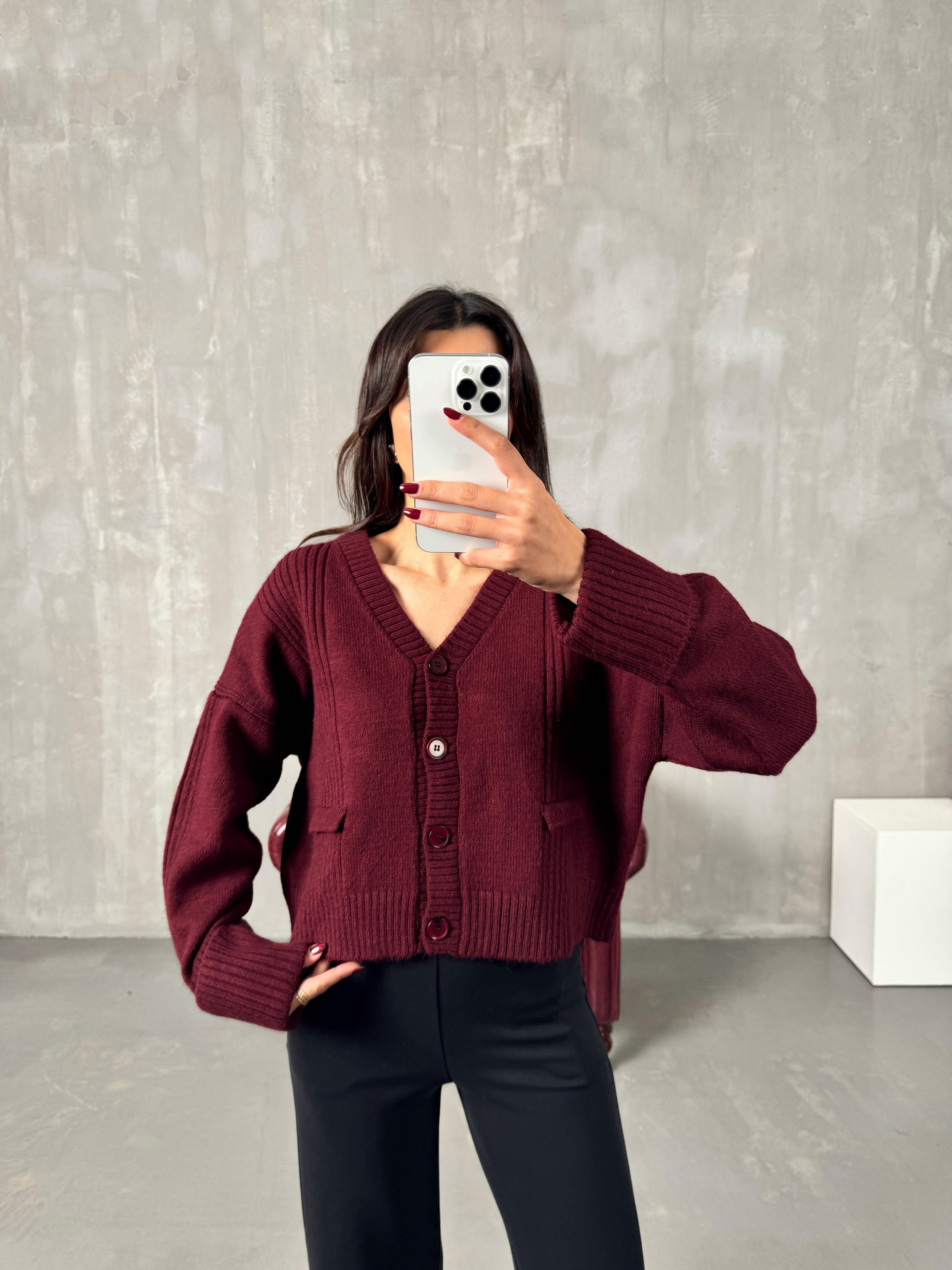 Doloris Bordo Düğmeli HırkaGausHIRKAGU00904060