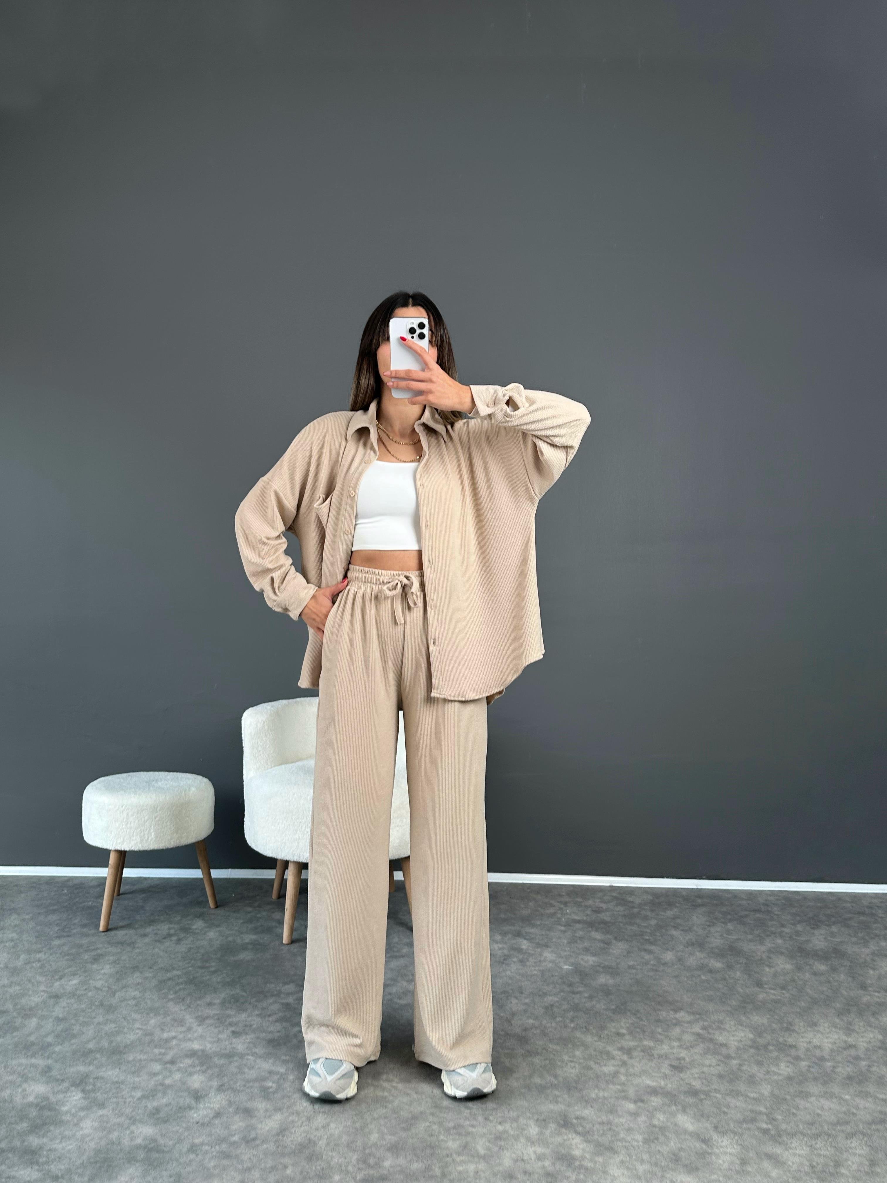 Samira Bej Yumuşak Fitilli İkili Takım GausTAKIMGU002551