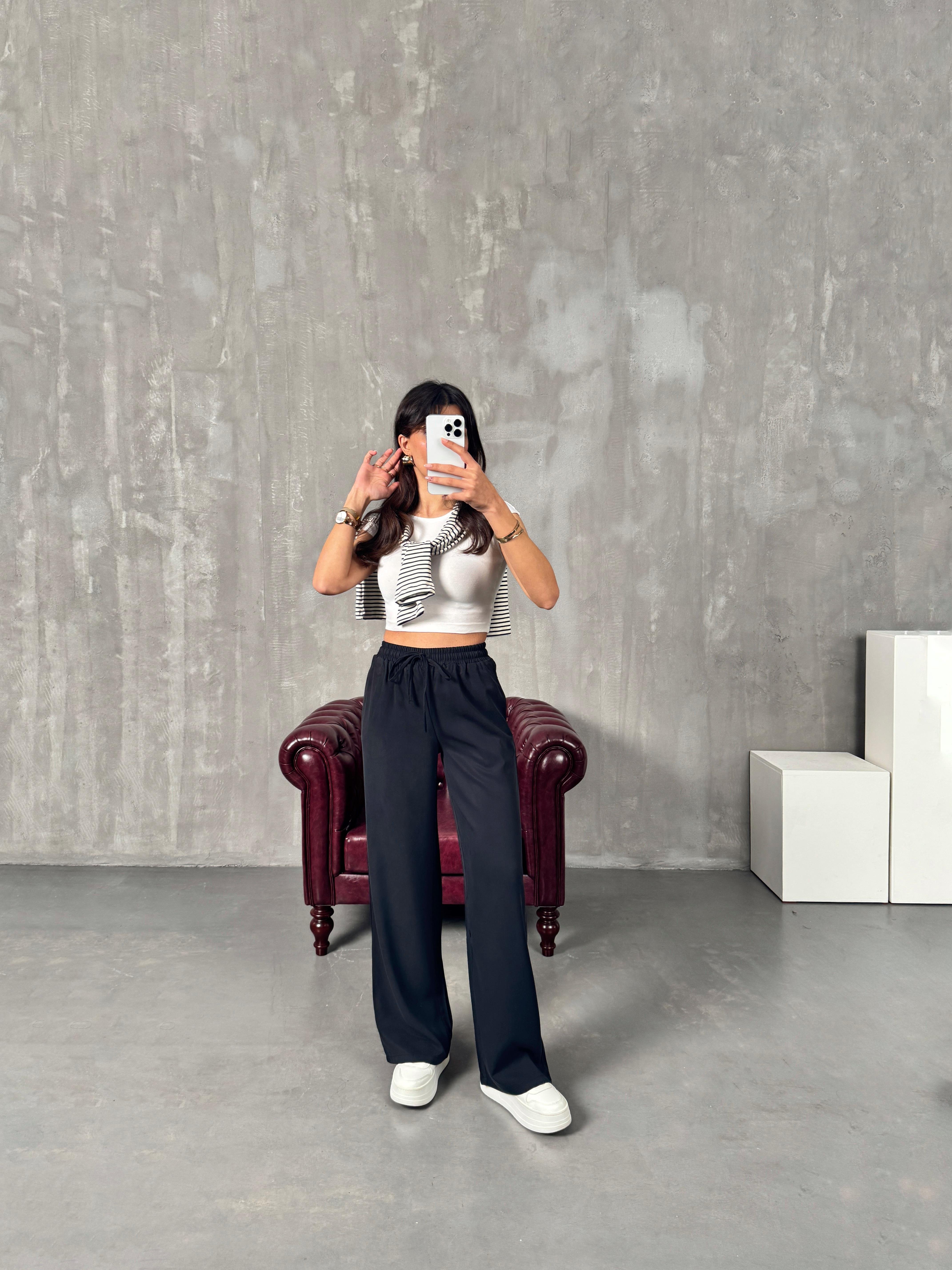 Parisian Siyah Tensel Muadil Beli Lastikli PantolonGausPANTOLONGU00904066