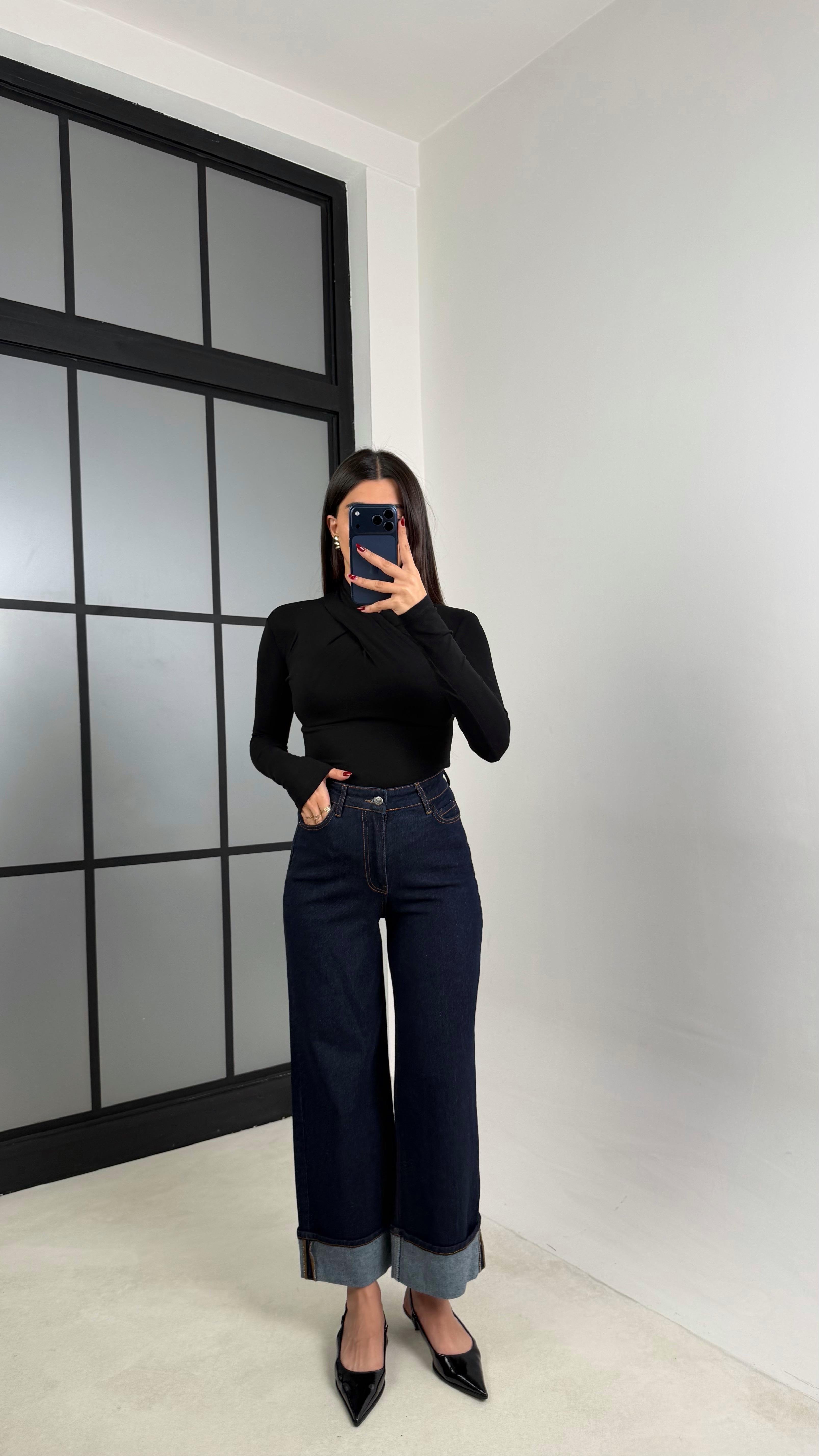 Lacivert Paça Katlama Detaylı Jean GAUS-00744GAUSDenim PantsGAUS-00744