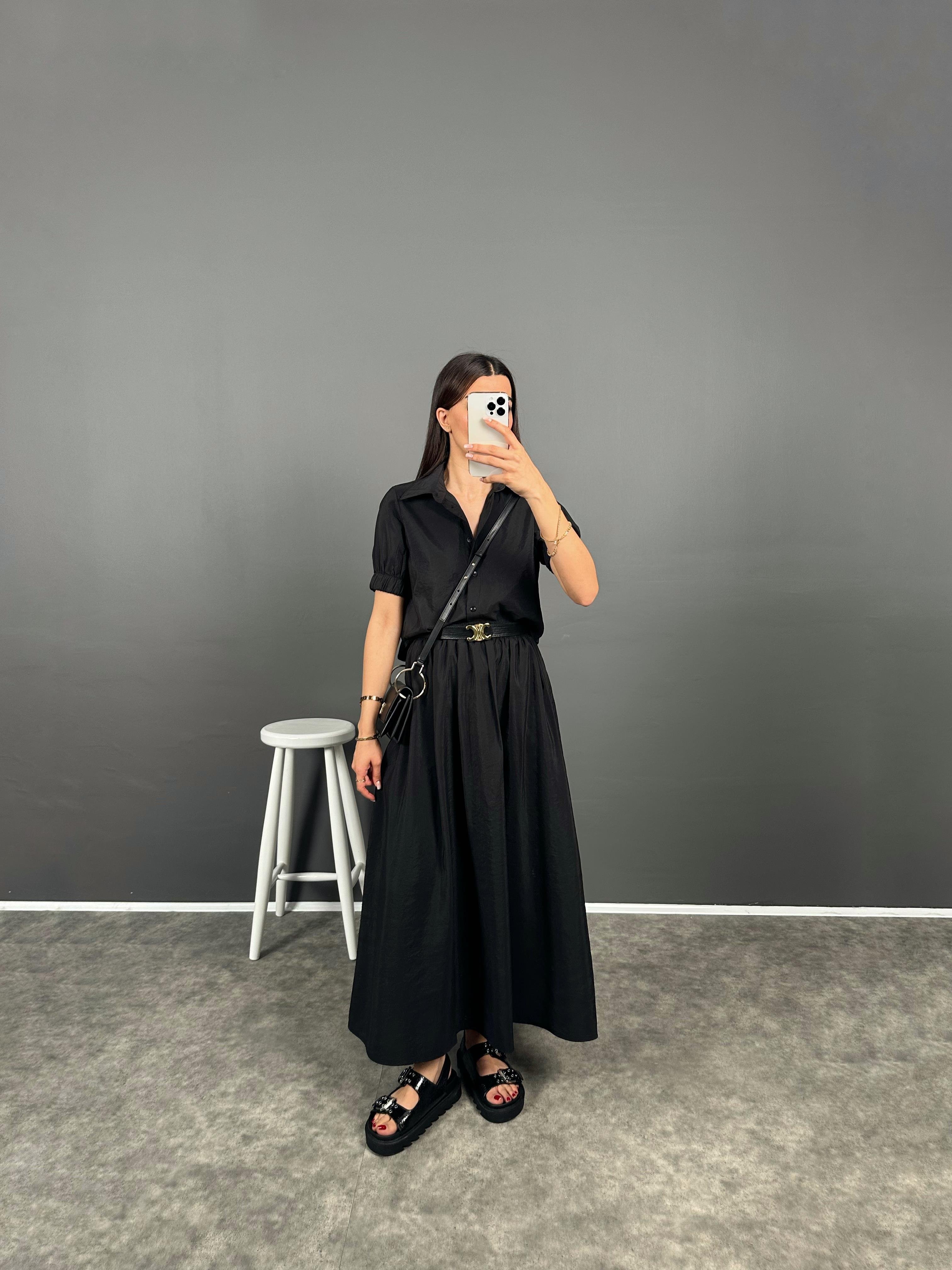 Fleur Siyah Zr Model Etek Bluz TakımGausTAKIMGU008178