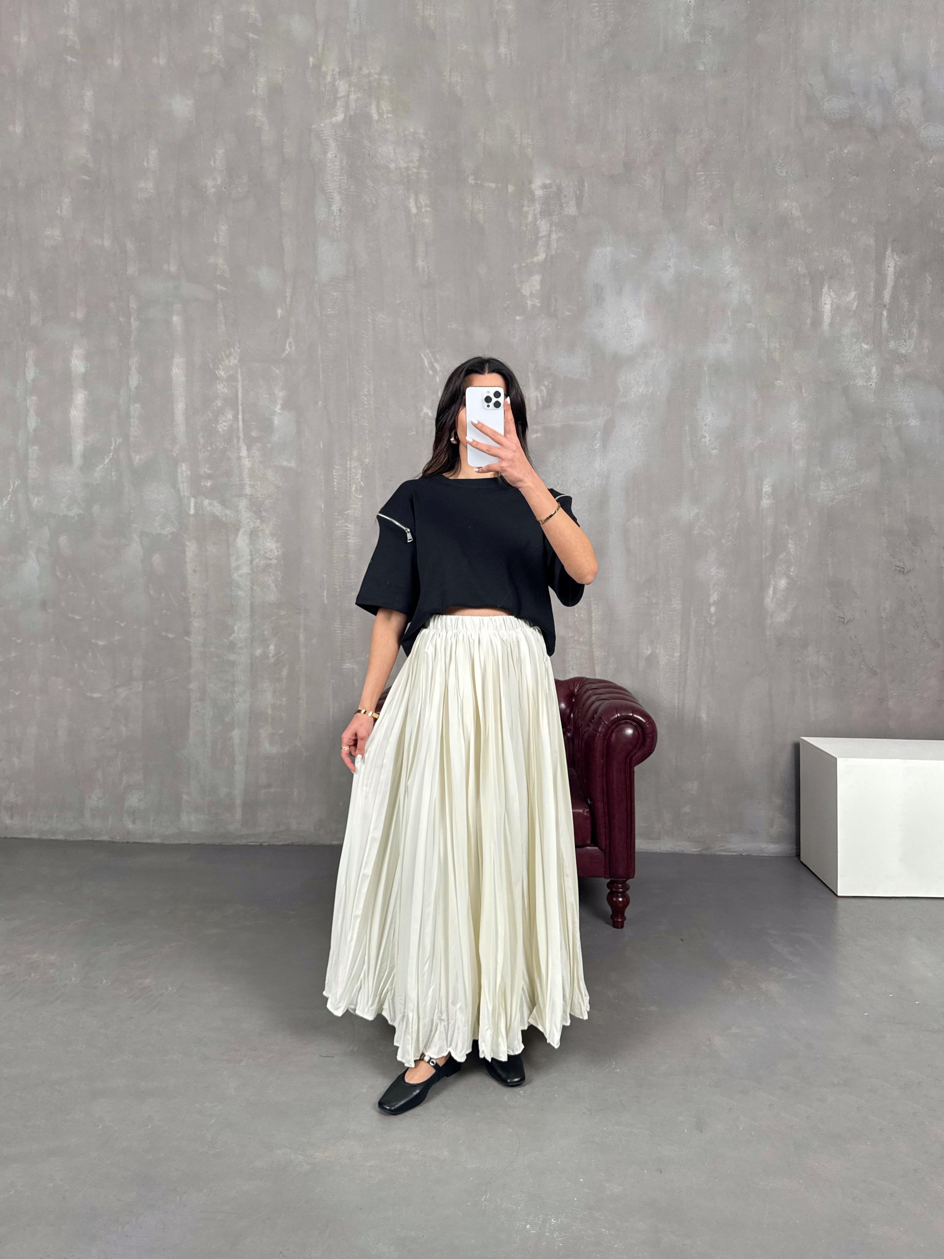 Barle Krem Astarlı Pinterest Kırışık Etek