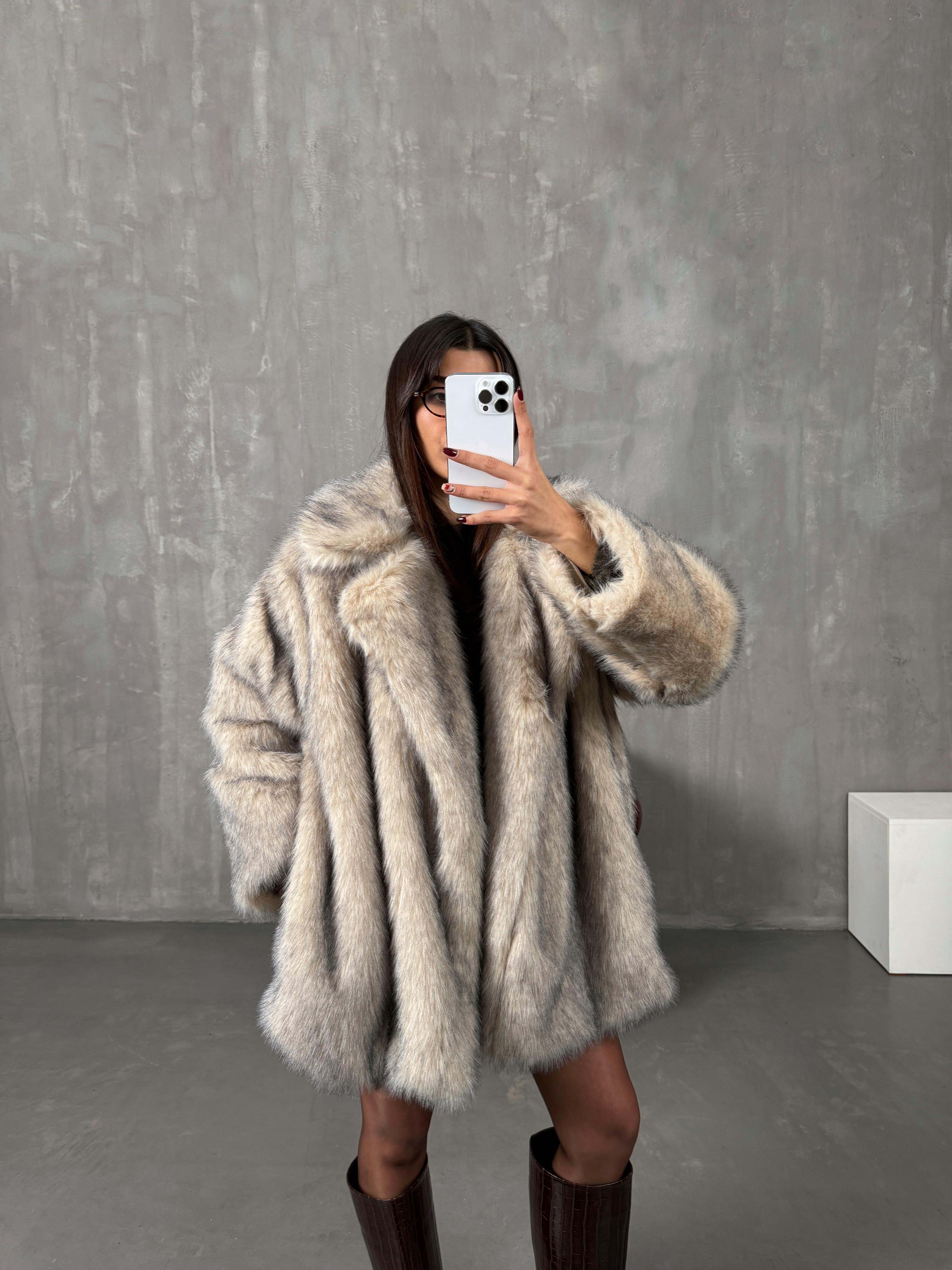 Revena Krem Astarlı Premium Kürk