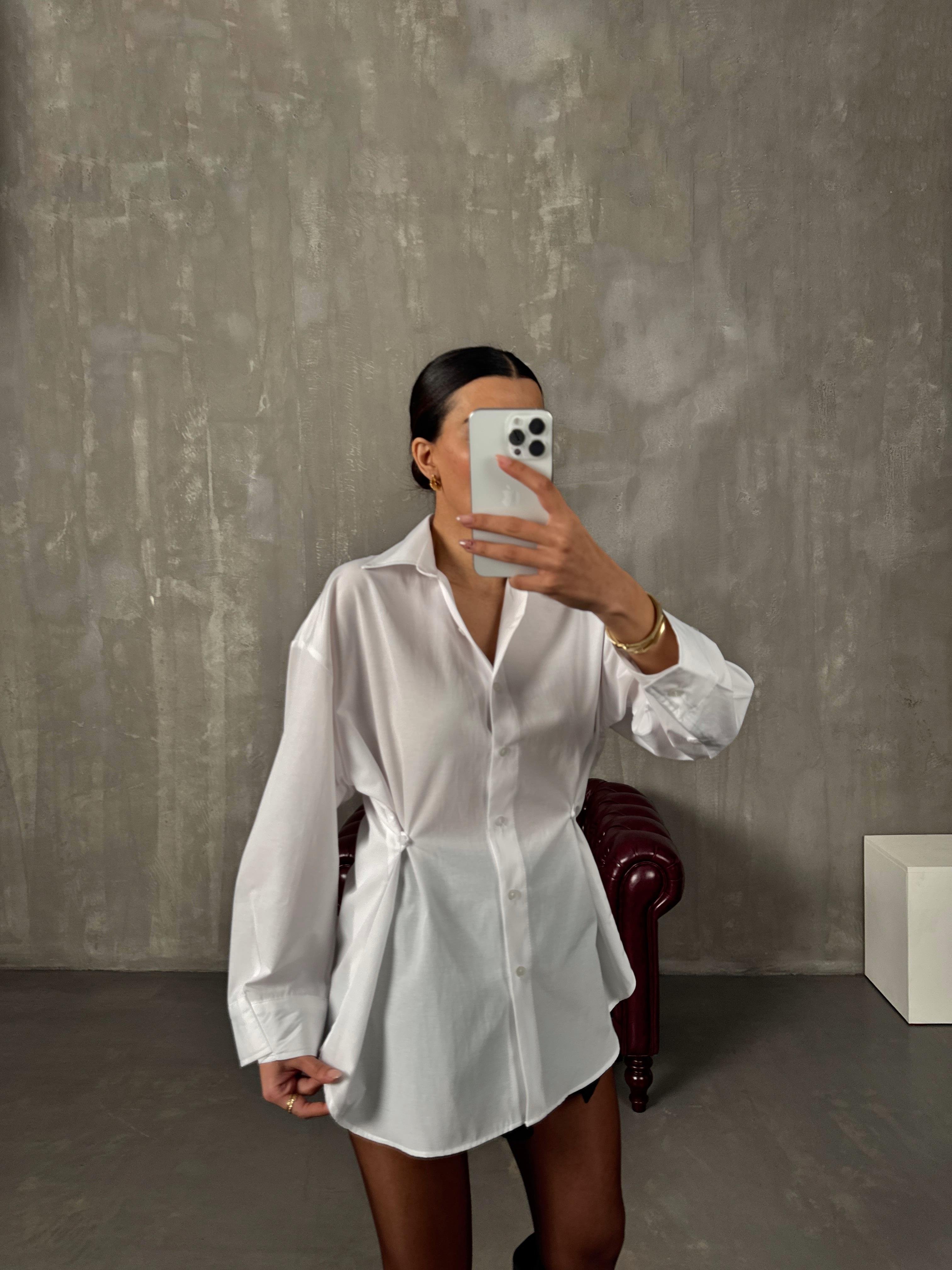 Athen Beyaz ZR Model Oversize Tasarım GömlekGausGÖMLEKGU00904213