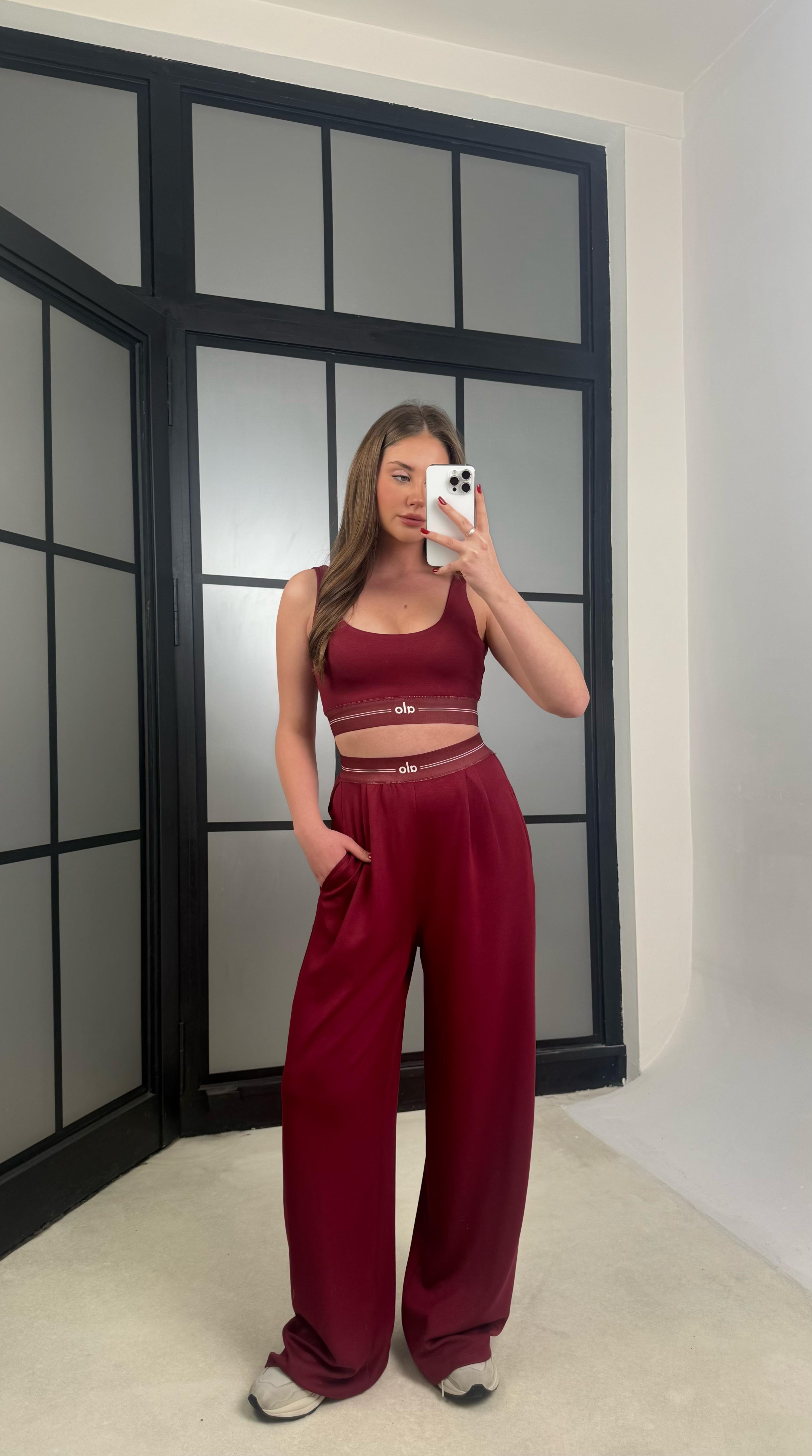 Bordo Crop Pantolon İkili Muadil Takım GAUS-01254GAUSTAKIMGAUS-01254