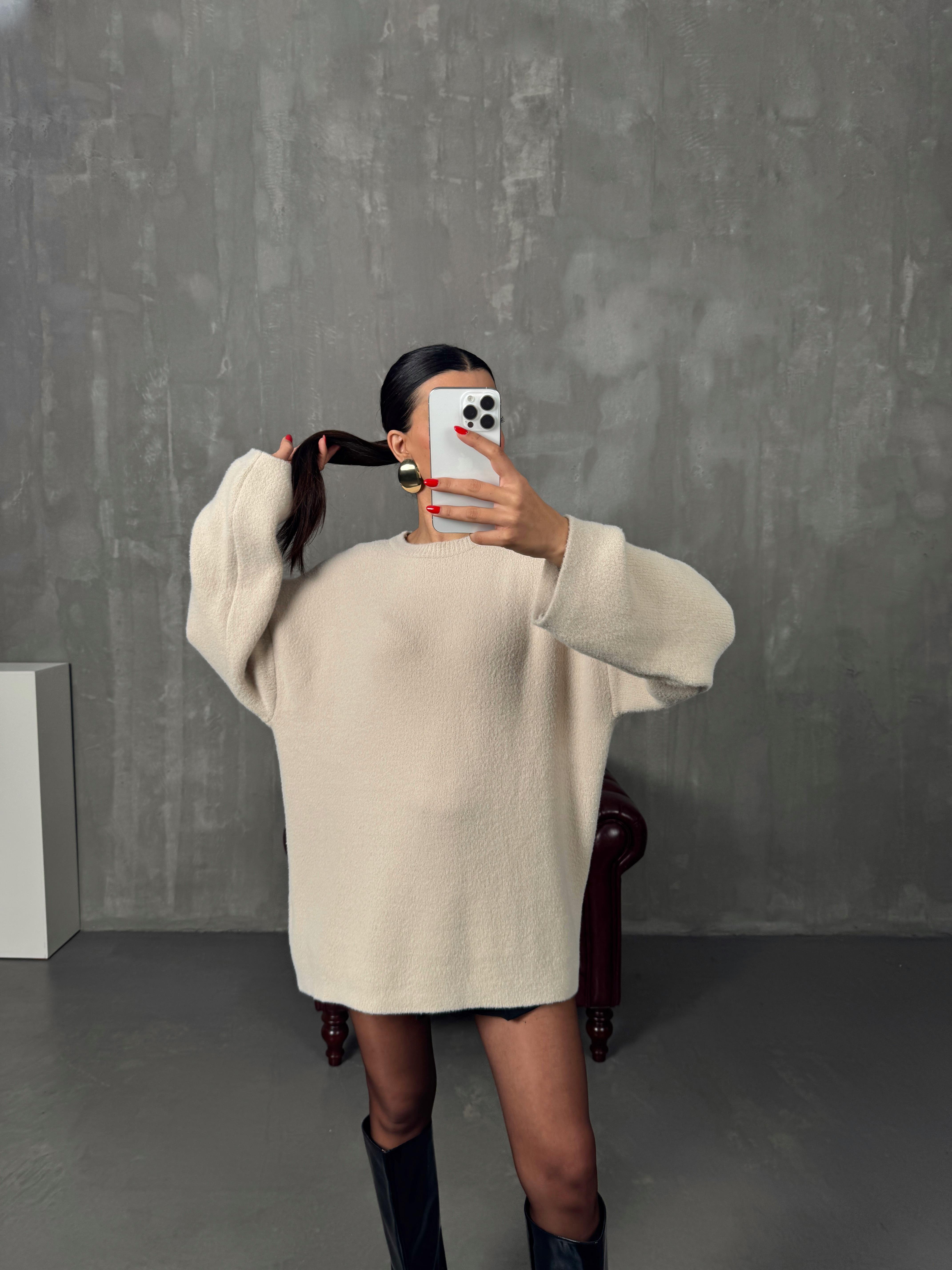 Elite Taş Yumuşak Triko Salaş Kazak