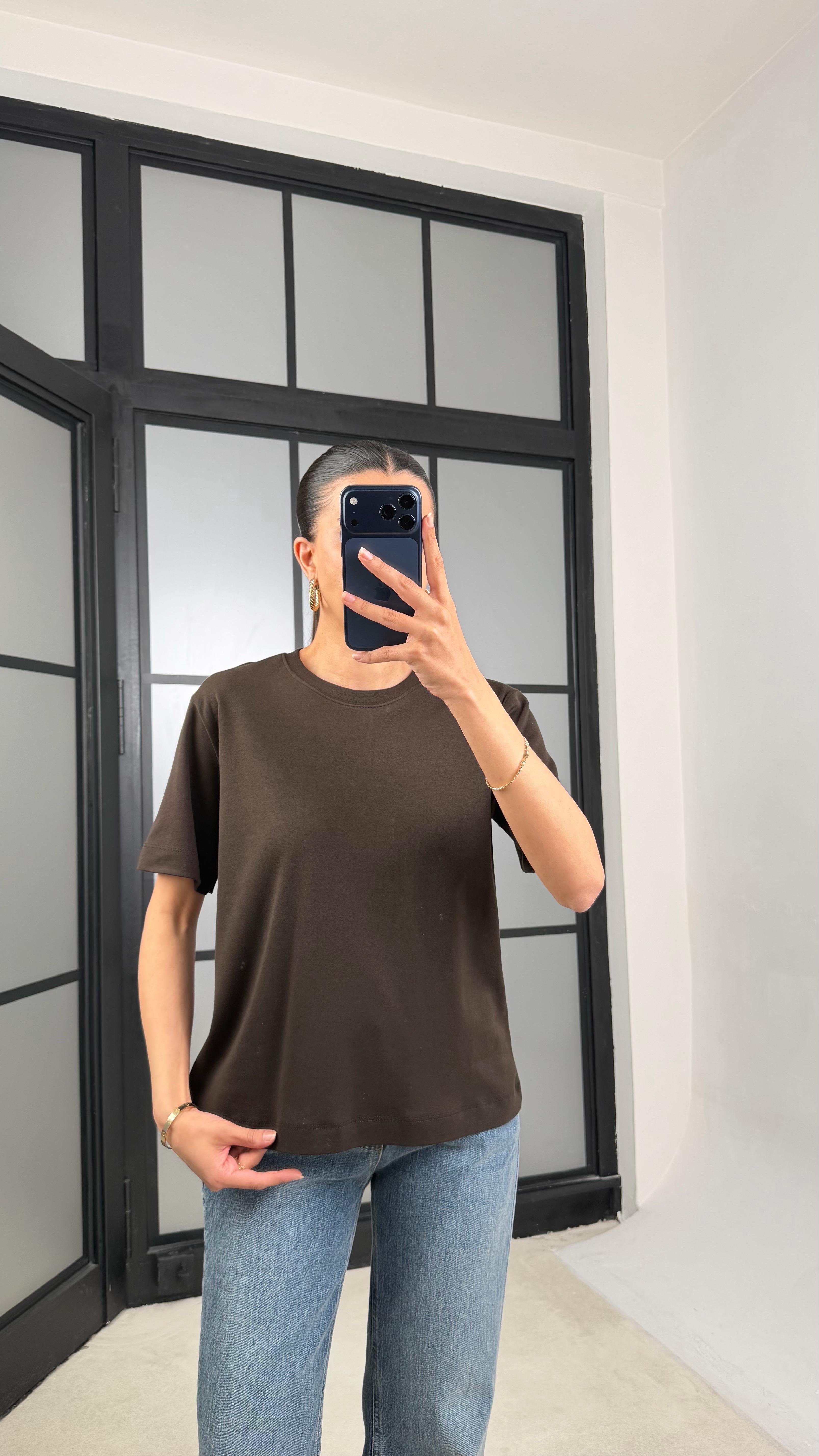 Acı Kahve Kısa Kol Basic Tshirt GAUS-01417GAUSTshirtGAUS-01417